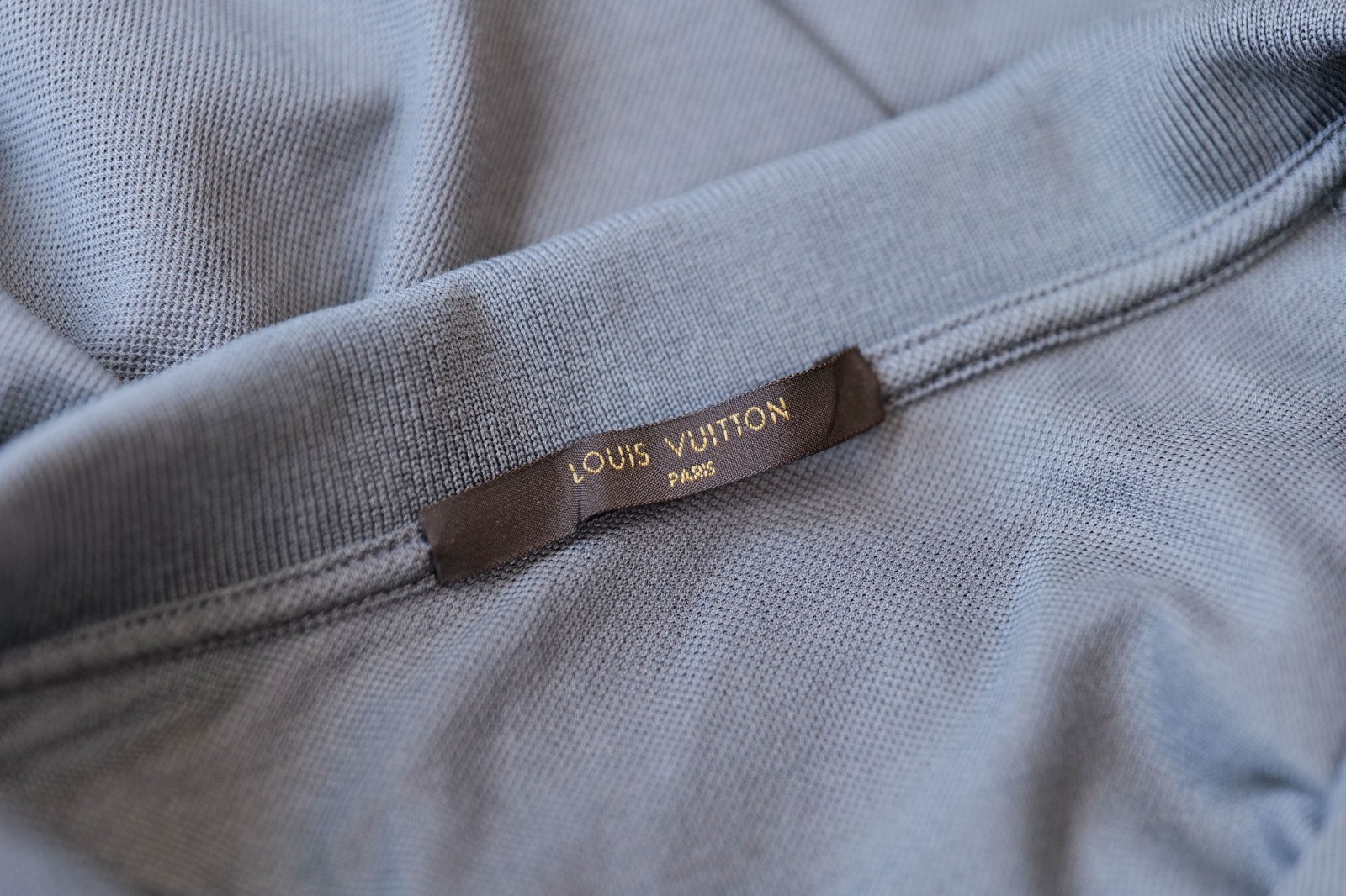 Louis Vuitton Grey Cotton Pique Short Sleeve Polo Shirt Top LV Logo (Size XL)