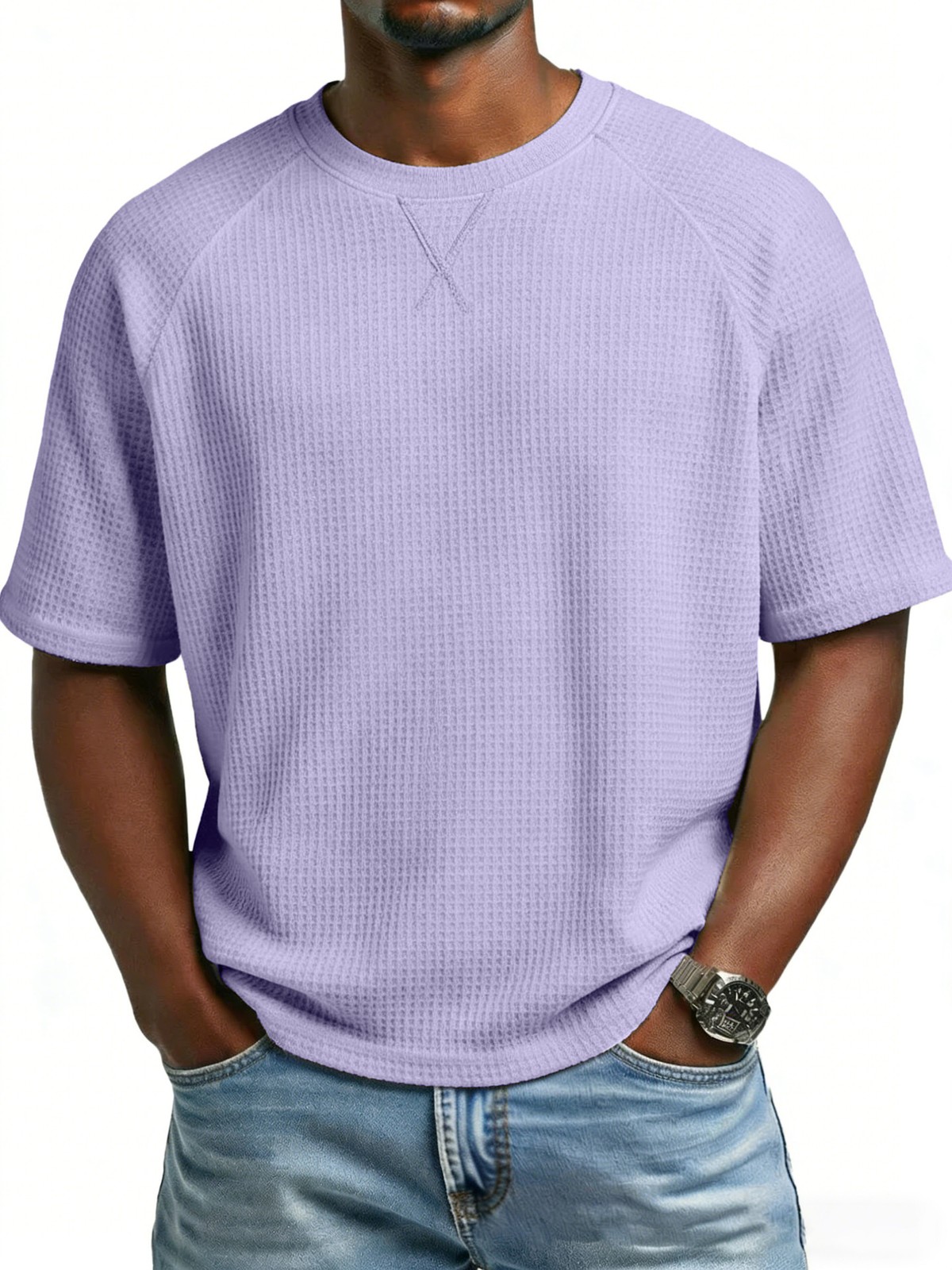 Spring Summer Knit Raglan Crew Neck Tee