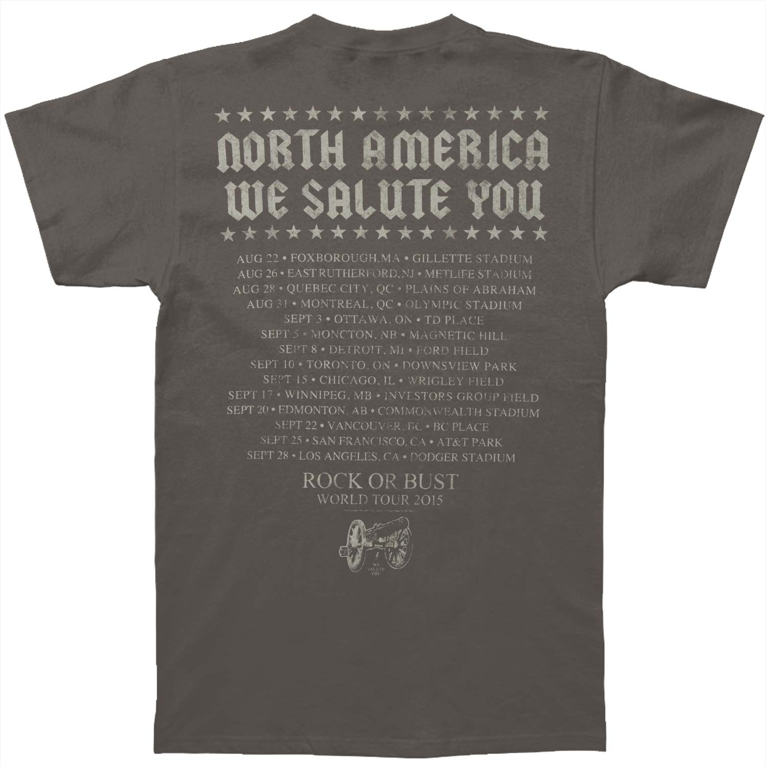 Boys’ AC/DC N.A. We Salute You 2015 Tour Tee T-shirt Youth Small Grey