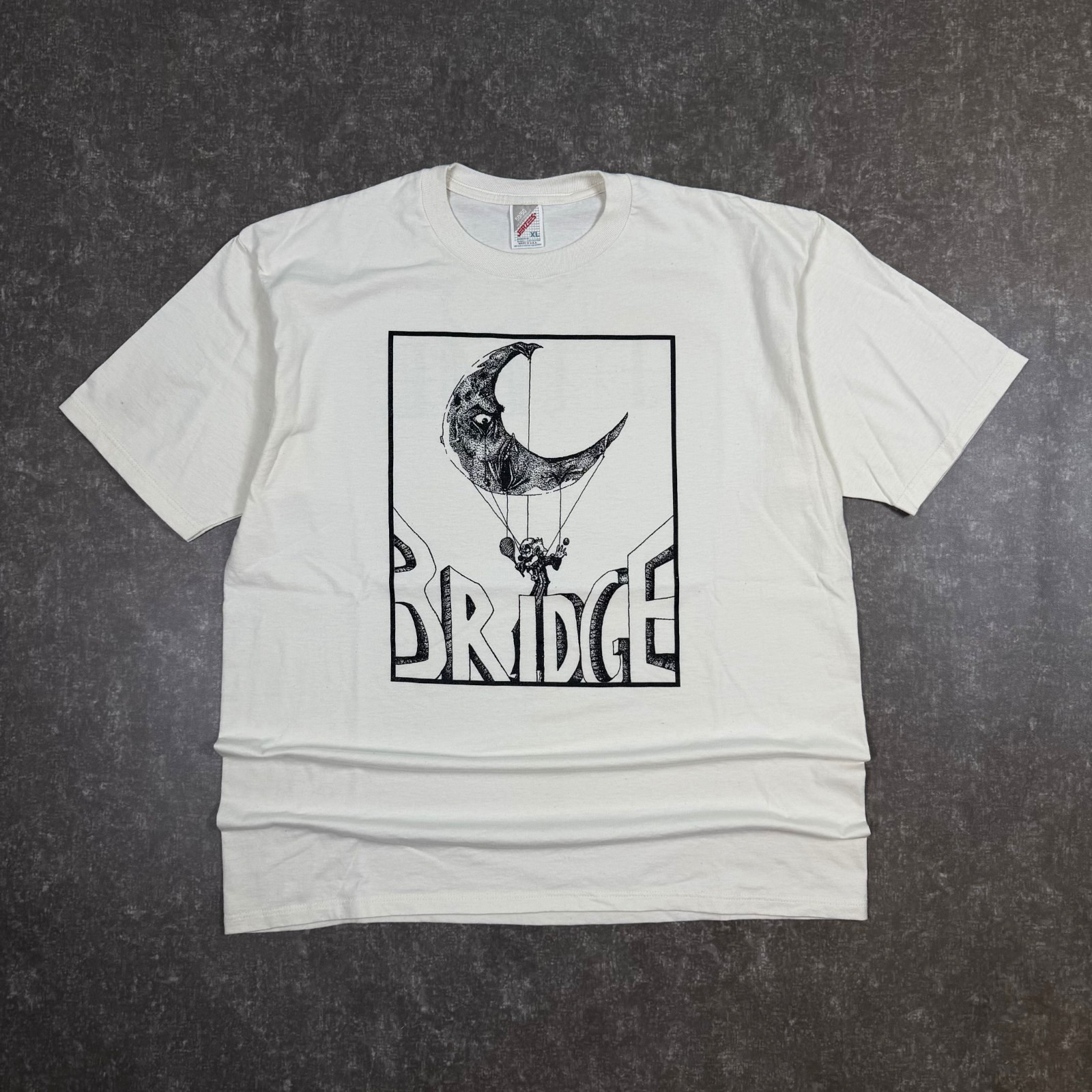 Vintage 90s Art T-Shirt Bridge / No Time Moon Graphic Print Double Sided Rare XL