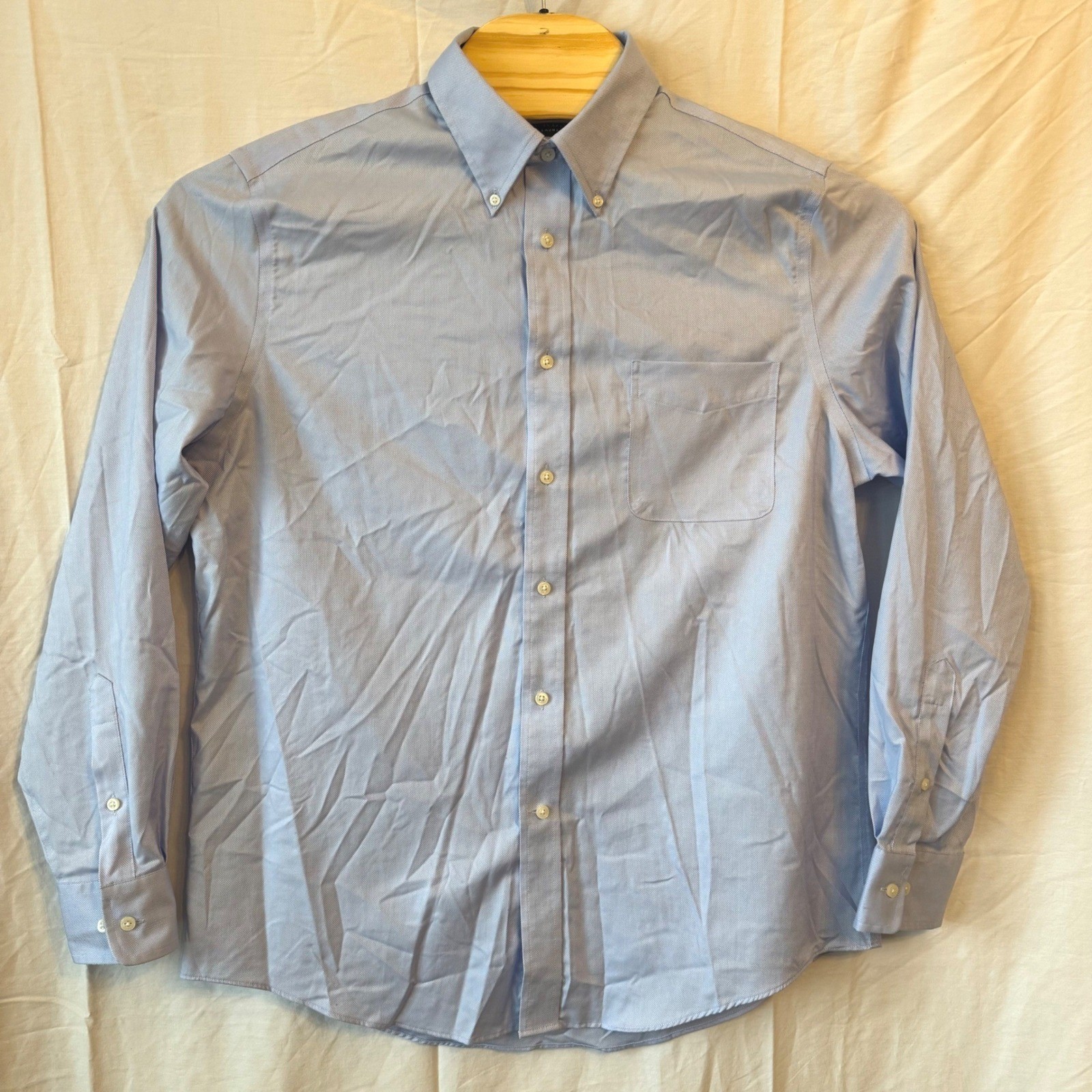 Lauren Ralph Lauren Mens Large Light Blue Stretch Fabric Regular Fit Dress Shirt