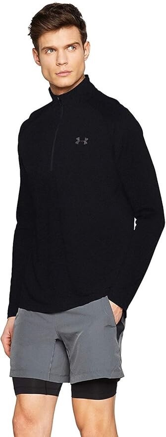 UNDER ARMOUR Men’s Black Tech 2.0 Long Sleeve 1/2 Zip T-Shirt NEW Large