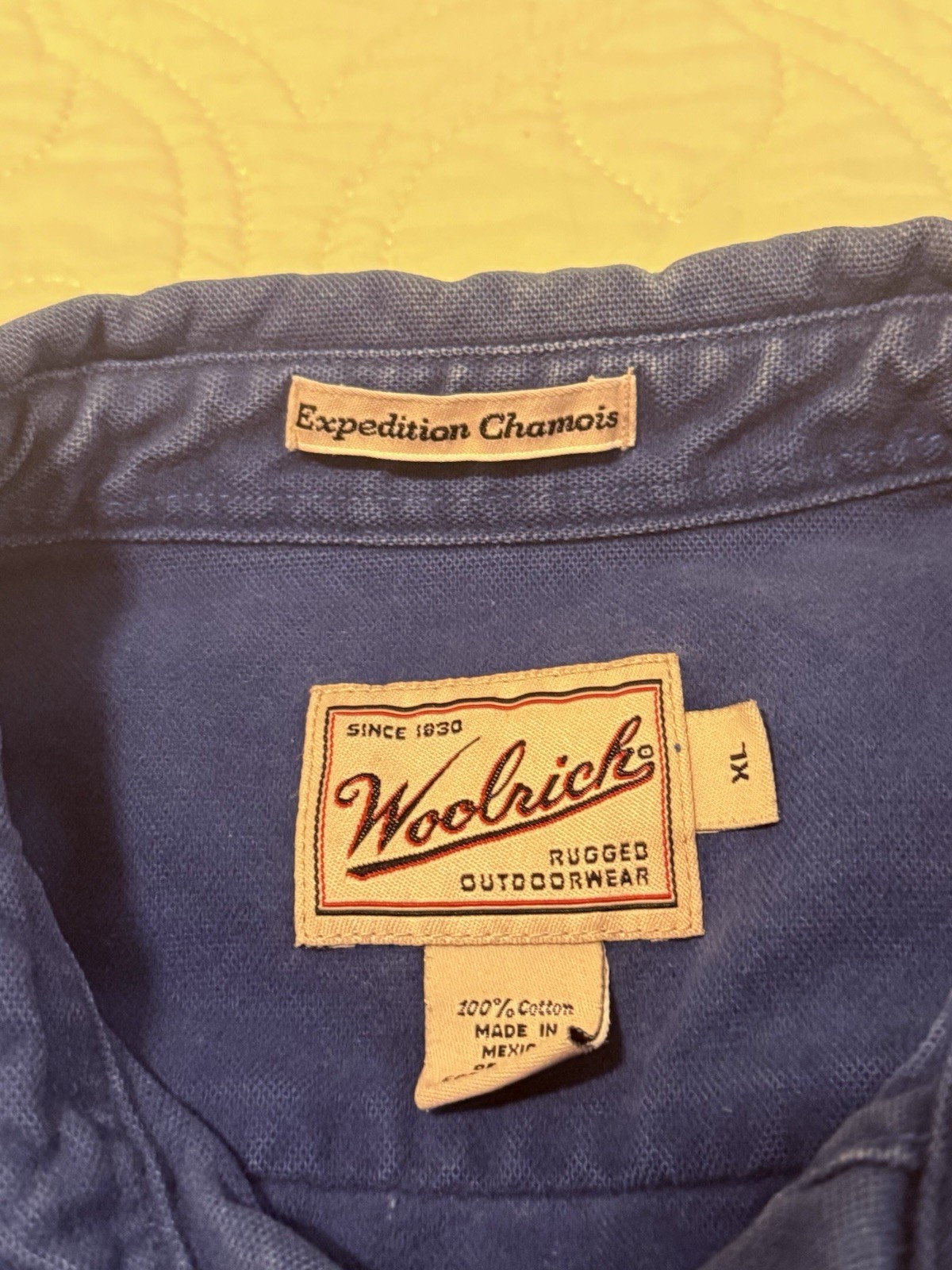 Woolrich Chamois Men’s XL Outdoor Wear Expedition Blue Cloth Button Shirt *READ