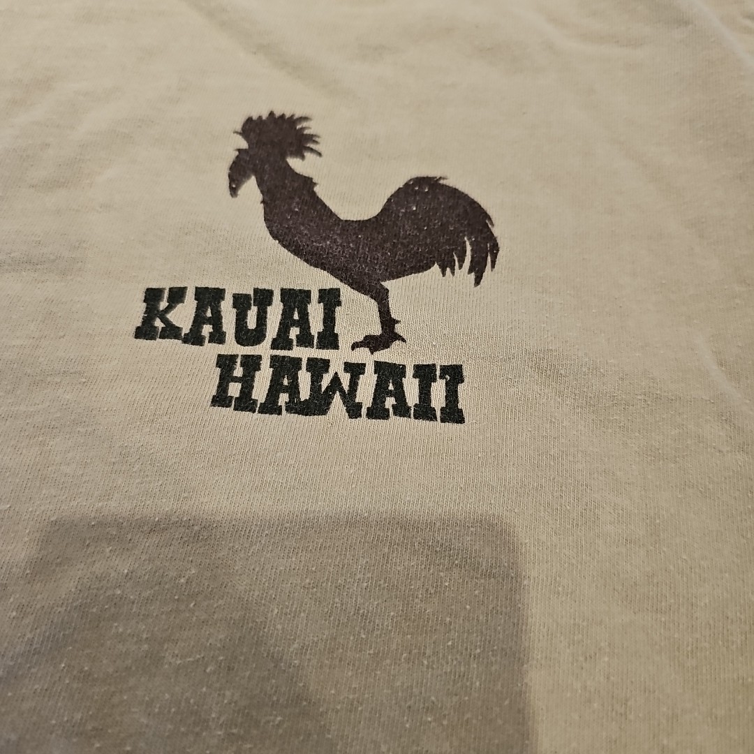 Crazy Shirts Kauai Hawaii Cranky Rooster T-shirt Tan Sz L 100% Combed Cotton EUC