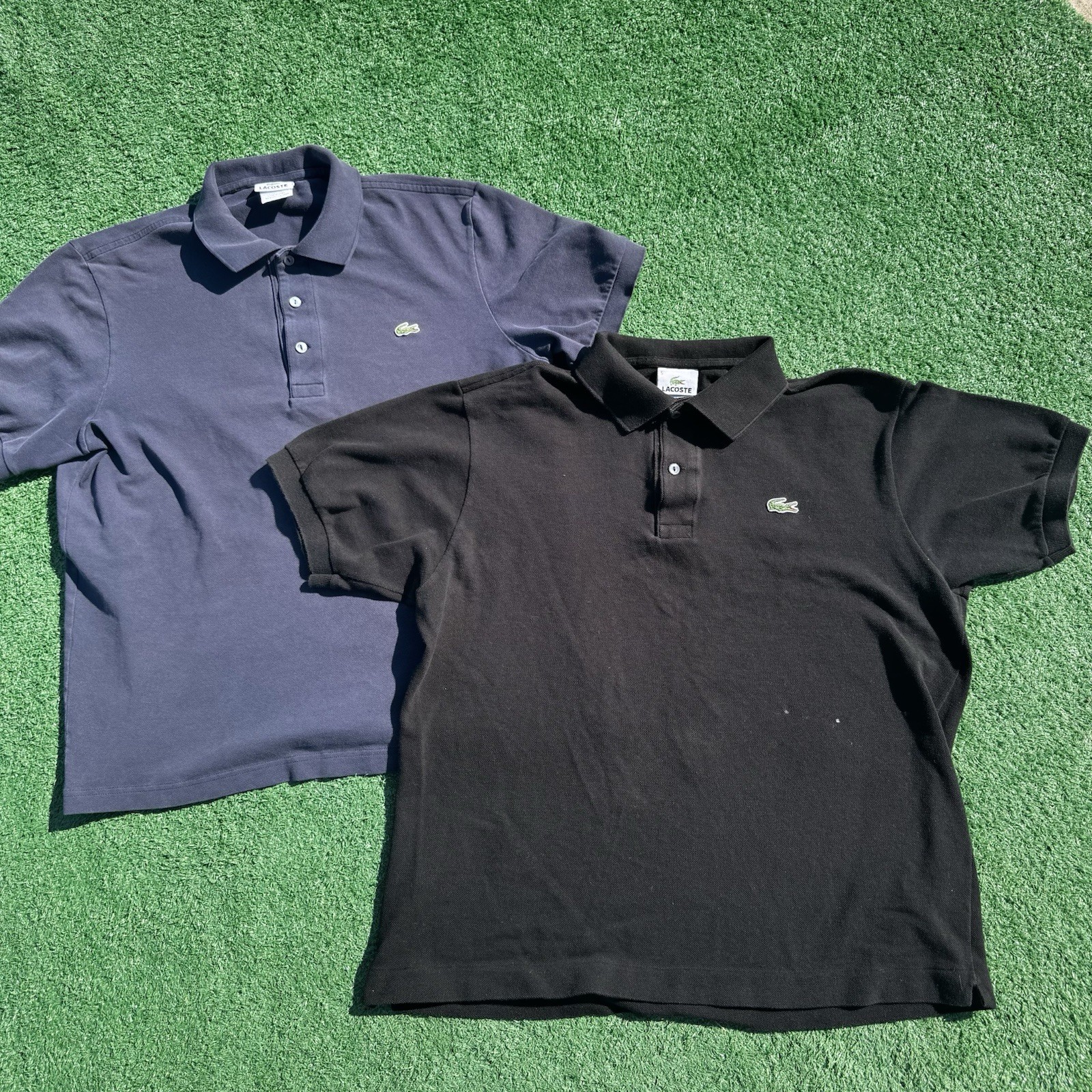 Lot of 2 Lacoste Polo Shirts Mens Size 5 Navy Black Short Sleeve Crocodile Logo