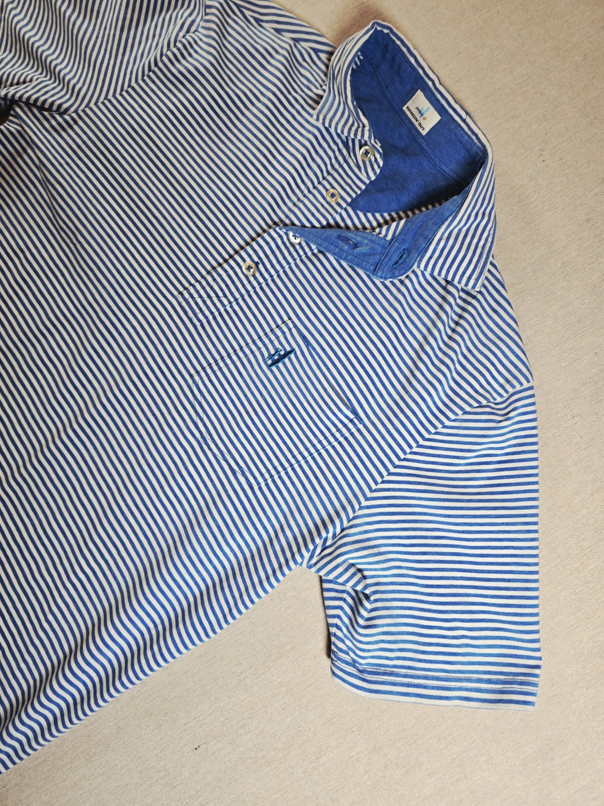 Johnnie-O Hanging Out Polo Shirt Sz S Blue White Stripe Mens Golf