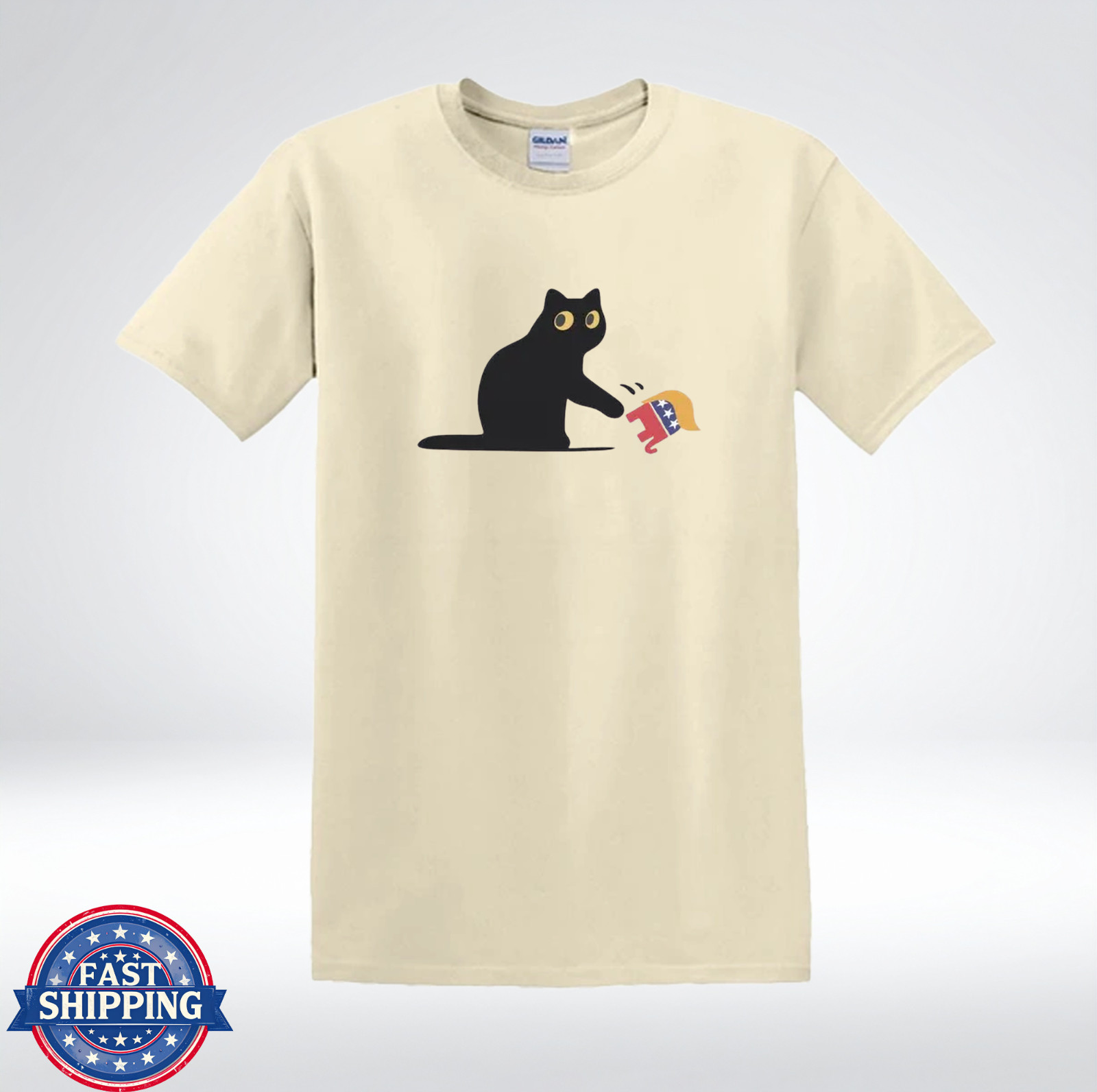Funny Black Cat Shirt Political Humor Minimalist Cat Graphic T-Shirt
