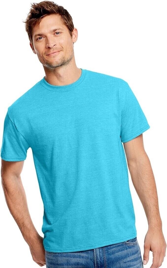 Mens Hanes X-Temp Fresh IQ Performance Tee Turquoise Short Sleeve Shirt Size M