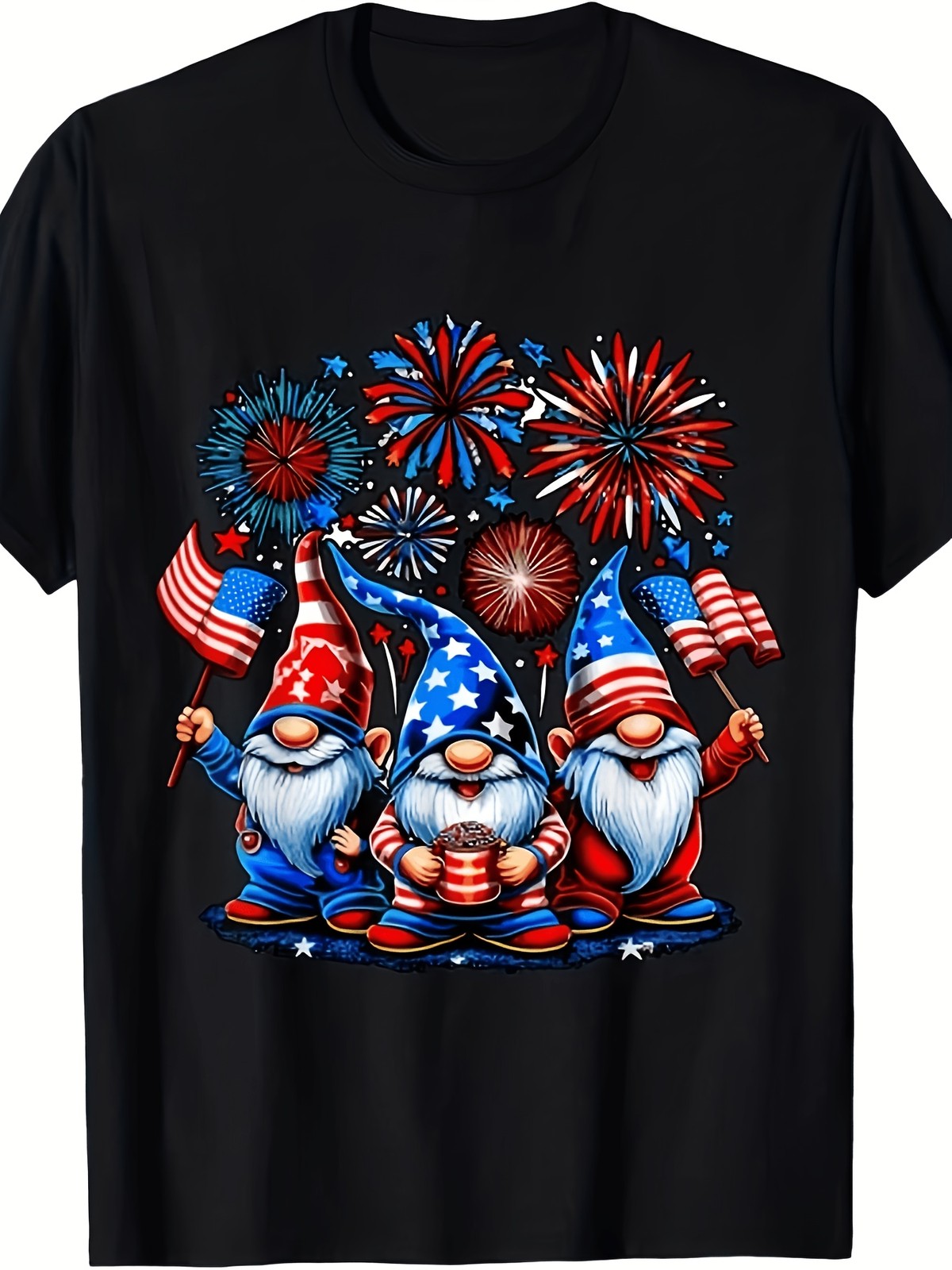 Patriotic Gnomes Fireworks T-Shirt – 4th of July Garden Gnome Graphic Tee