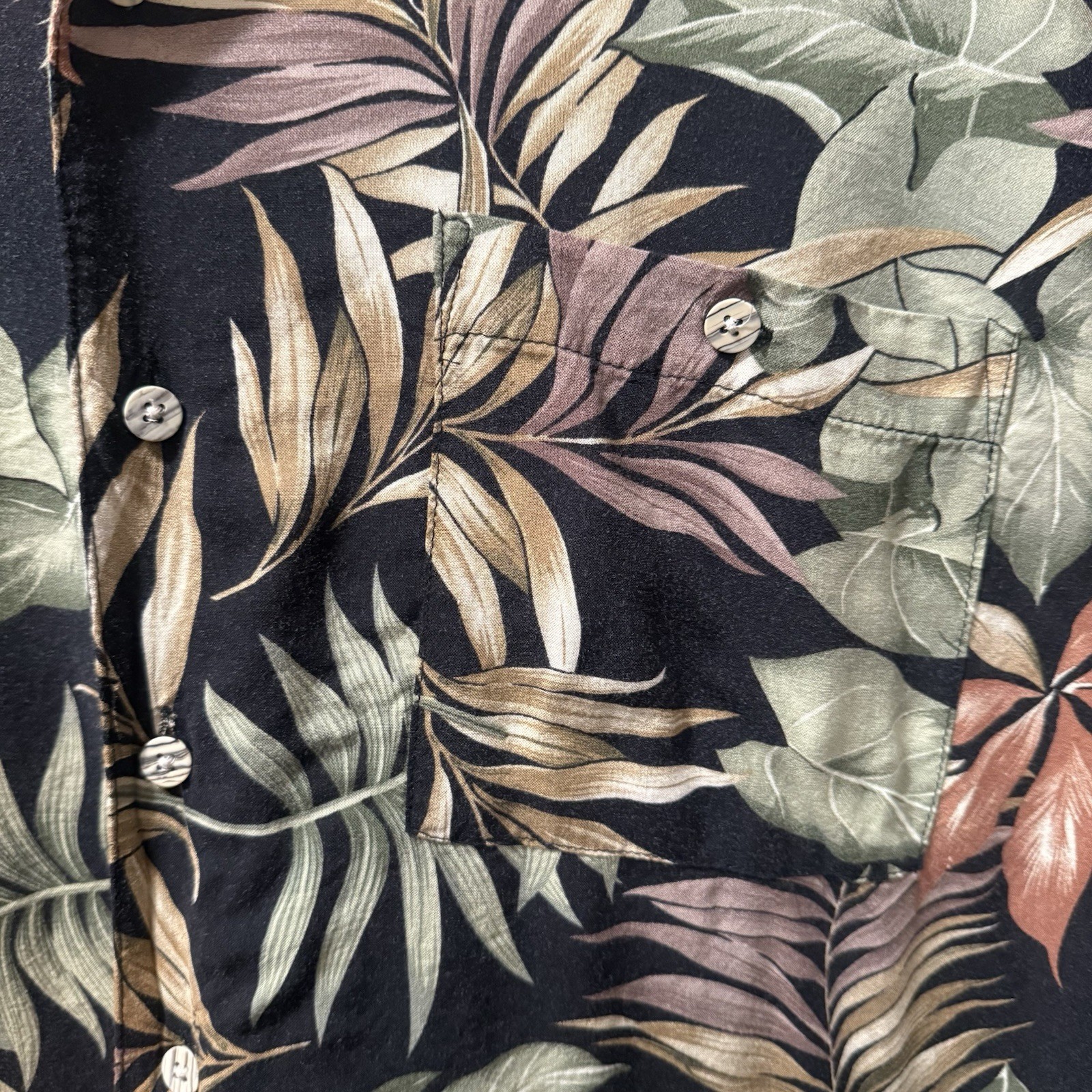 Men’s 3XLT David Taylor Black Multicolor Palm Leaves Hawaiian Button Up Shirt