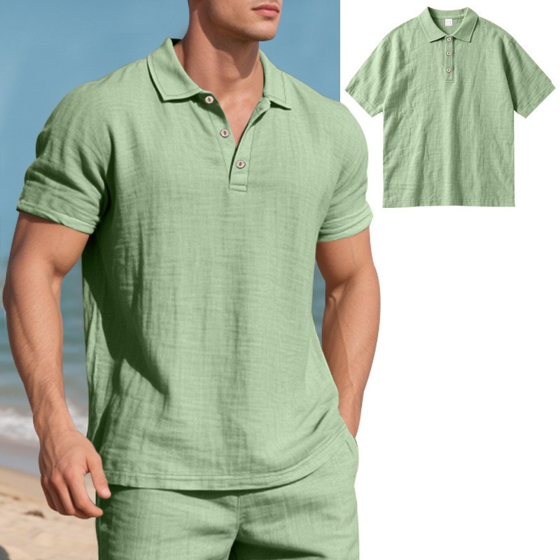 Summer Loose Breathable Button Collar Short Sleeve Polo