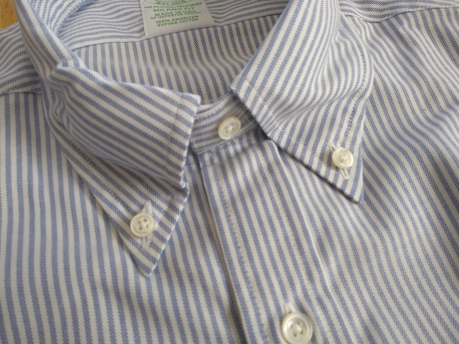 NWOT Brooks Brothers Blue University Stripe Button Down 15-32 Milano MSRP $140