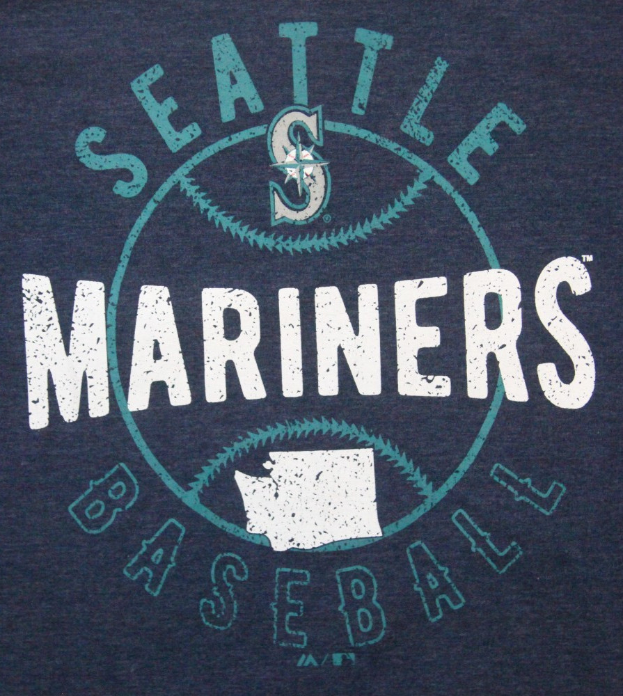 Medium Majestic Seattle Mariners Man’s Solid Graphic MLB Blue T-Shirt Top AA19