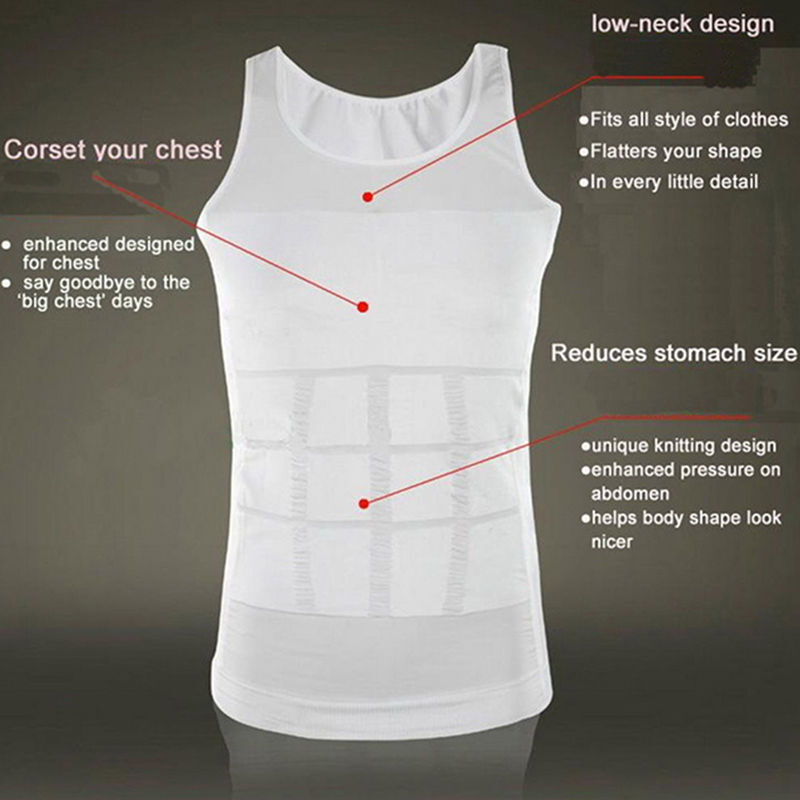 Men Slimming Body Shaper Shirt Belly Tummy Control Vest Compression Tank Top Gym