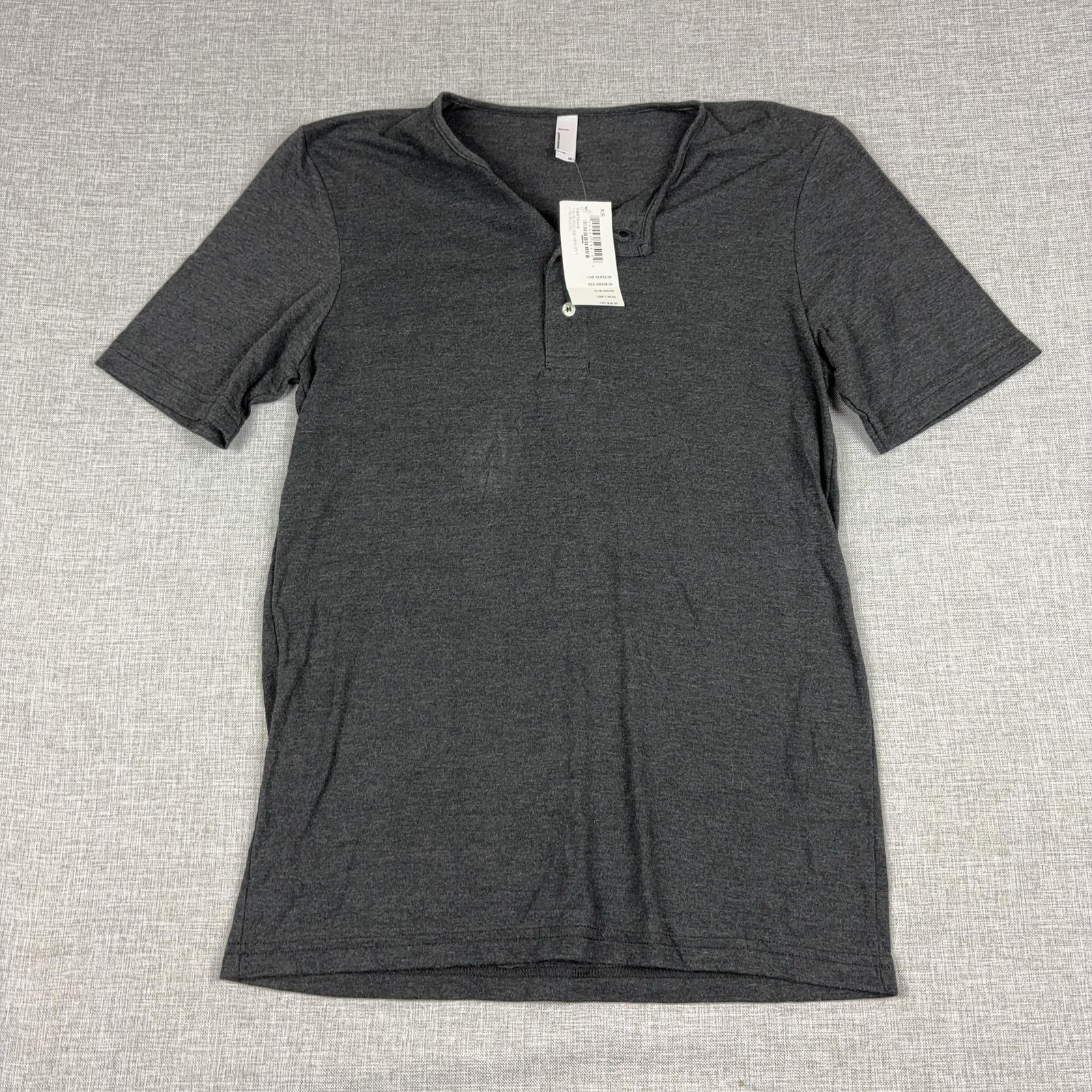 American Apparel Dexter Shirt Mens XS Black Tri-Blend Henley Tee Soft USA