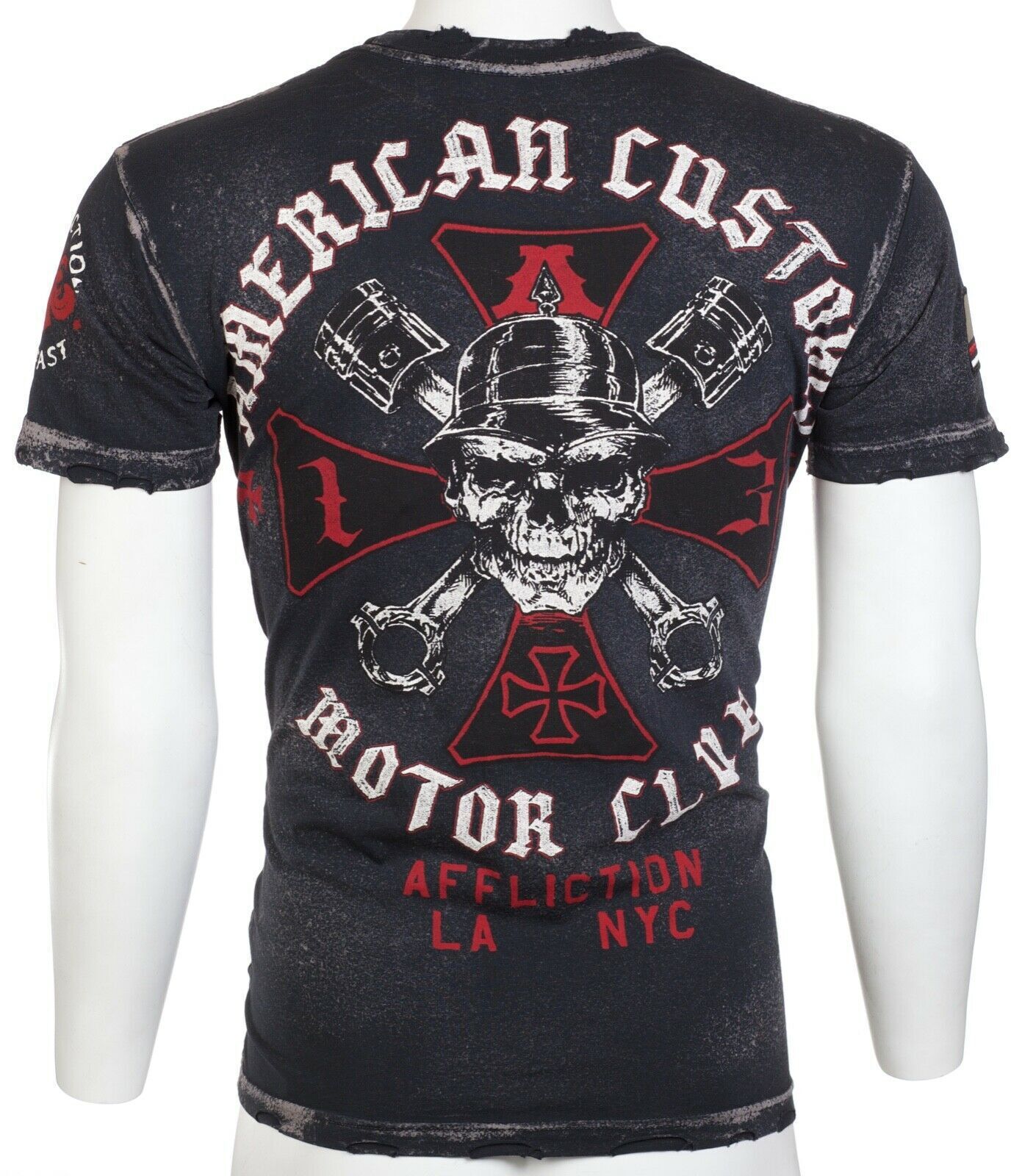AFFLICTION Mens T-shirt American Customs Iron Skull Regular Fit Black S-3XL NWT