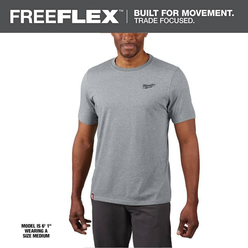 Milwaukee Men’s X-Large Gray Cotton/Polyester Short-Sleeve Hybrid Work T-Shirt