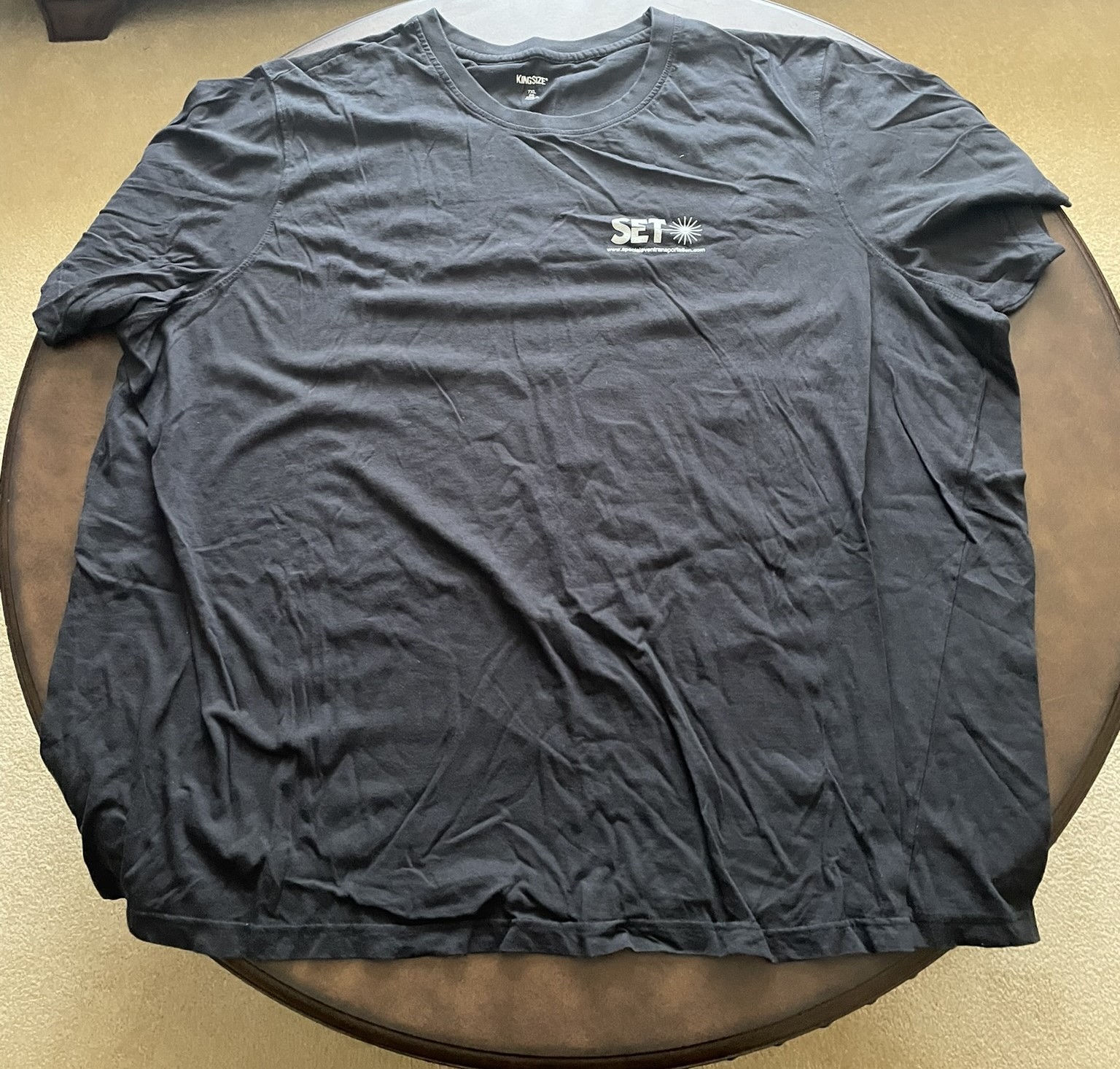 KingSize Mens Black T-Shirt – 7XL Big – Special Event Transportation