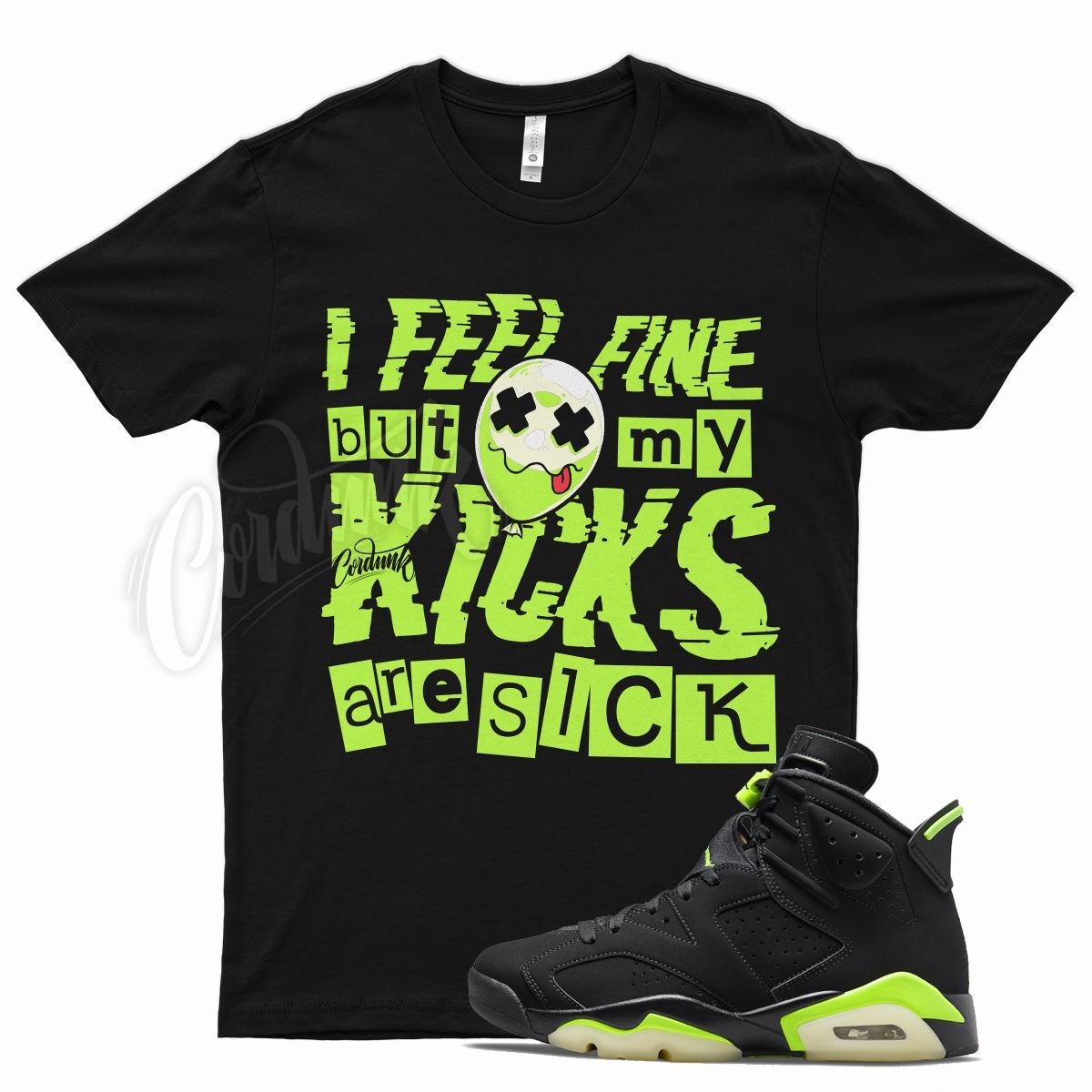 Black SICK V2 T Shirt for J1 6 Electric Green Dunkman 18 Air Force VaporMax