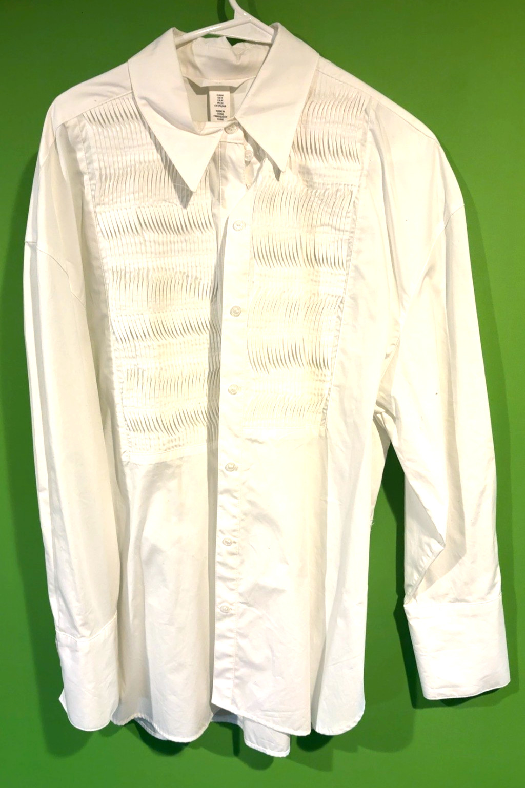 NA-RA Wowen’s White Solid Cotton Dress Shirt Long Sleeve Button Front Size M