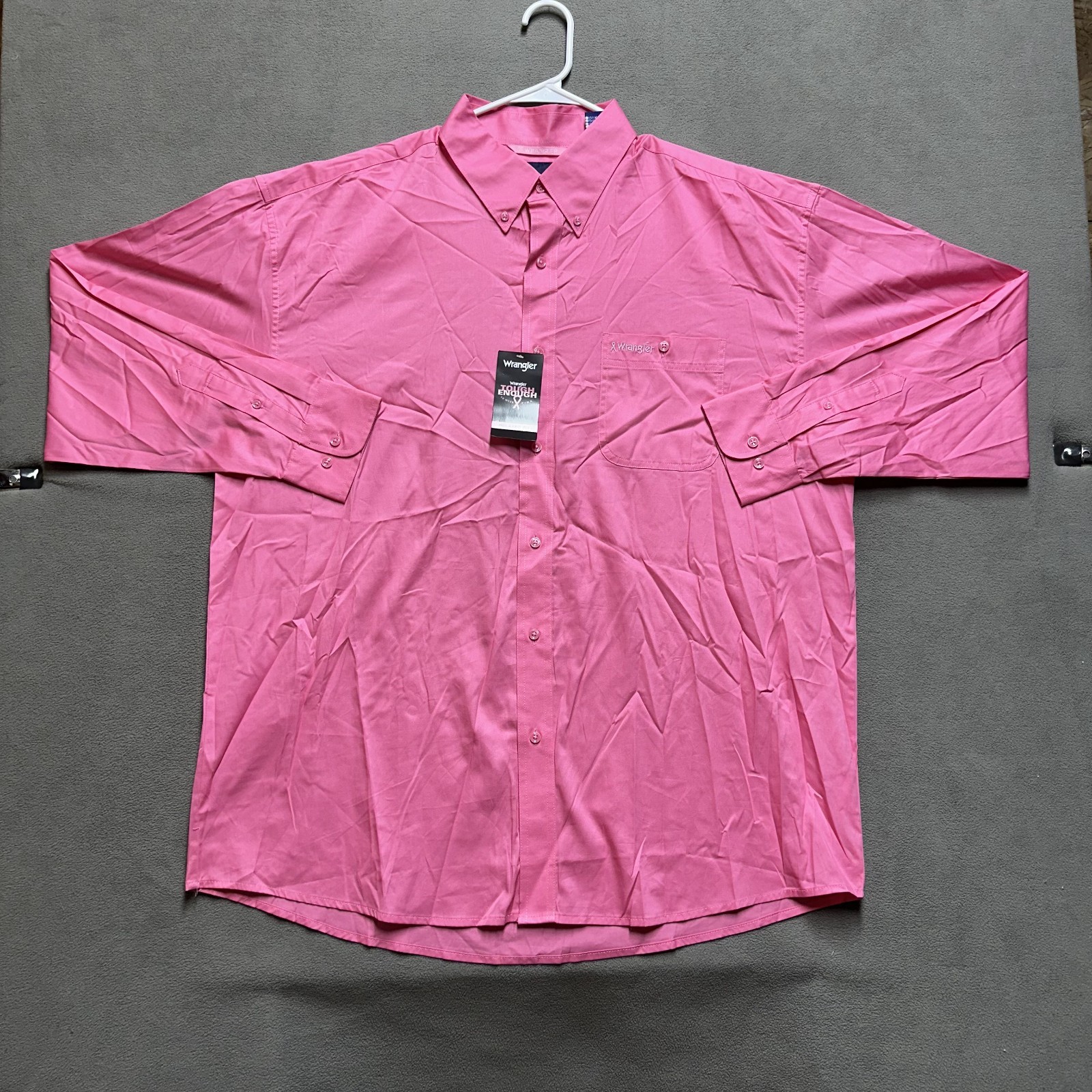 NWD Wrangler TOUGH ENOUGH TO WEAR PINK Shirt Mens 2XL Breast Cancer Button Up