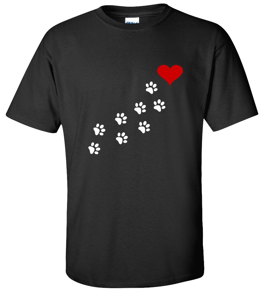 Pet Lover T-shirt Paw Print Animal Graphic Cotton Tee Cute Gift