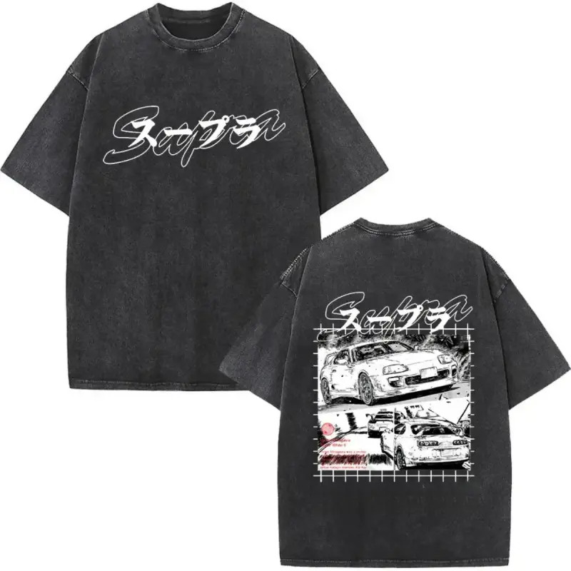 loose-fitting T-shirt with a super acid vintage style, Japanese streetwear