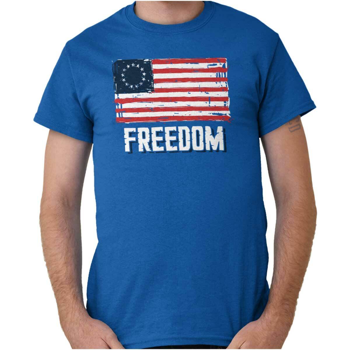 Patriotic Freedom American Betsy Ross Flag Womens or Mens Crewneck T Shirt Tee