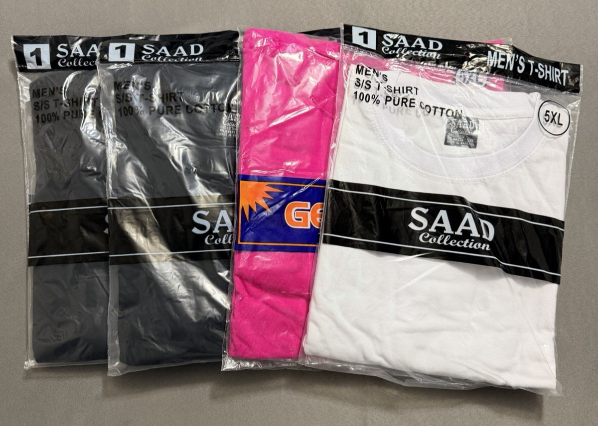 5X T-Shirts Multiple colors Lot of 4, 3 SAAD- 2 Black 1 White & 1 Pink Gemrock