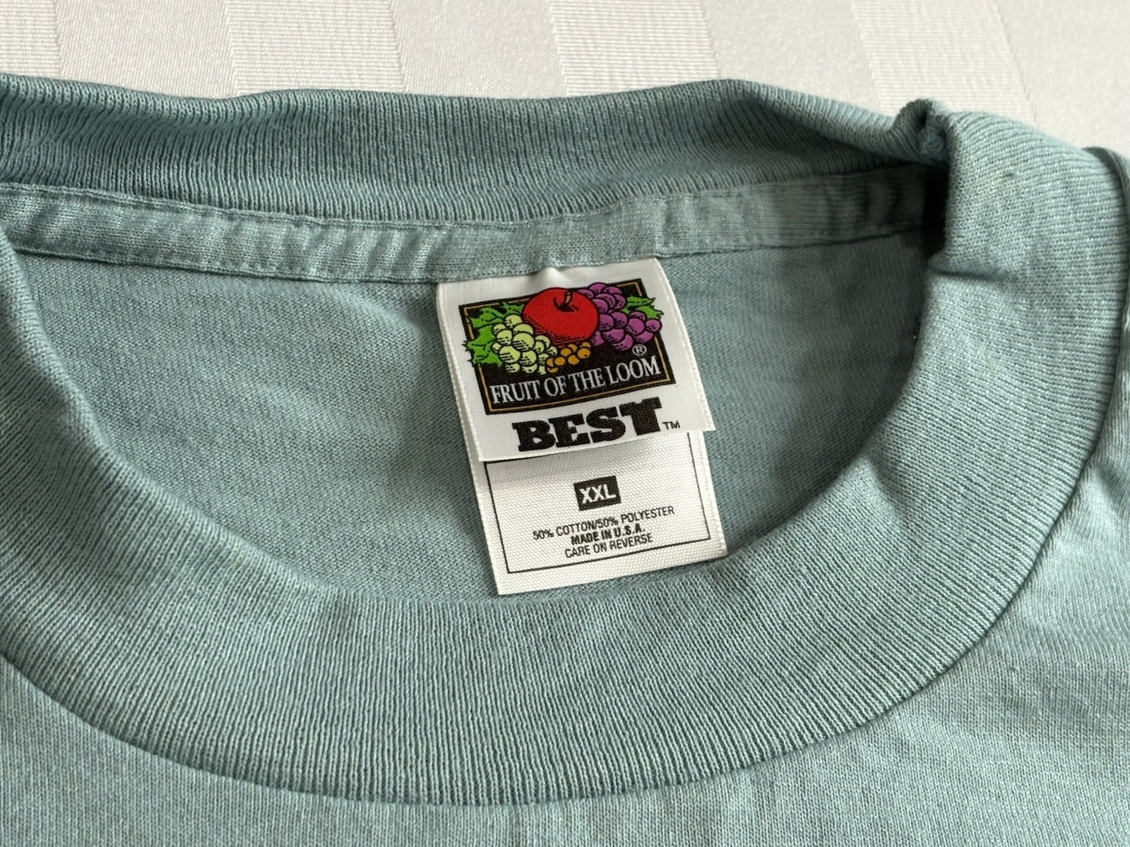 Vtg 80s 90s Fruit Of The Loom Best Blank T Shirt Adult XXL Lt Green USA Made NOS