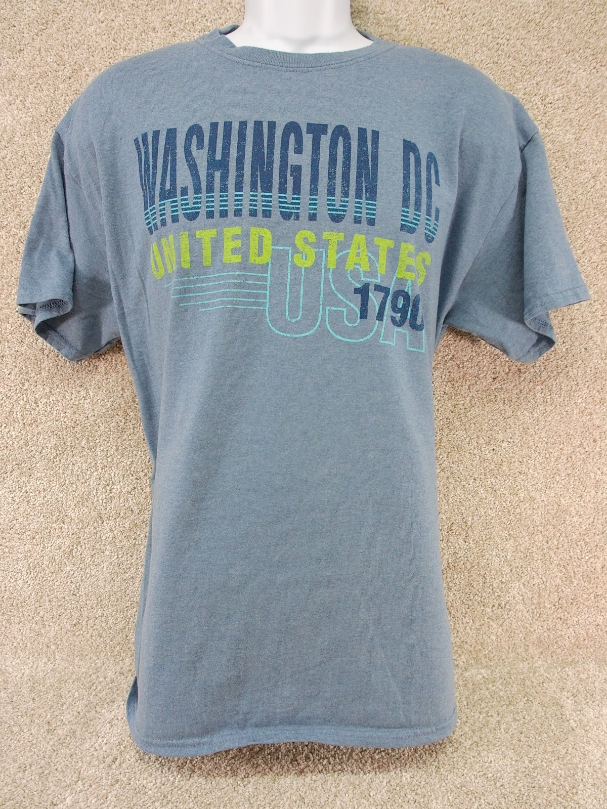 Washington DC United States Graphic T-Shirt Blue Gildan Size Large
