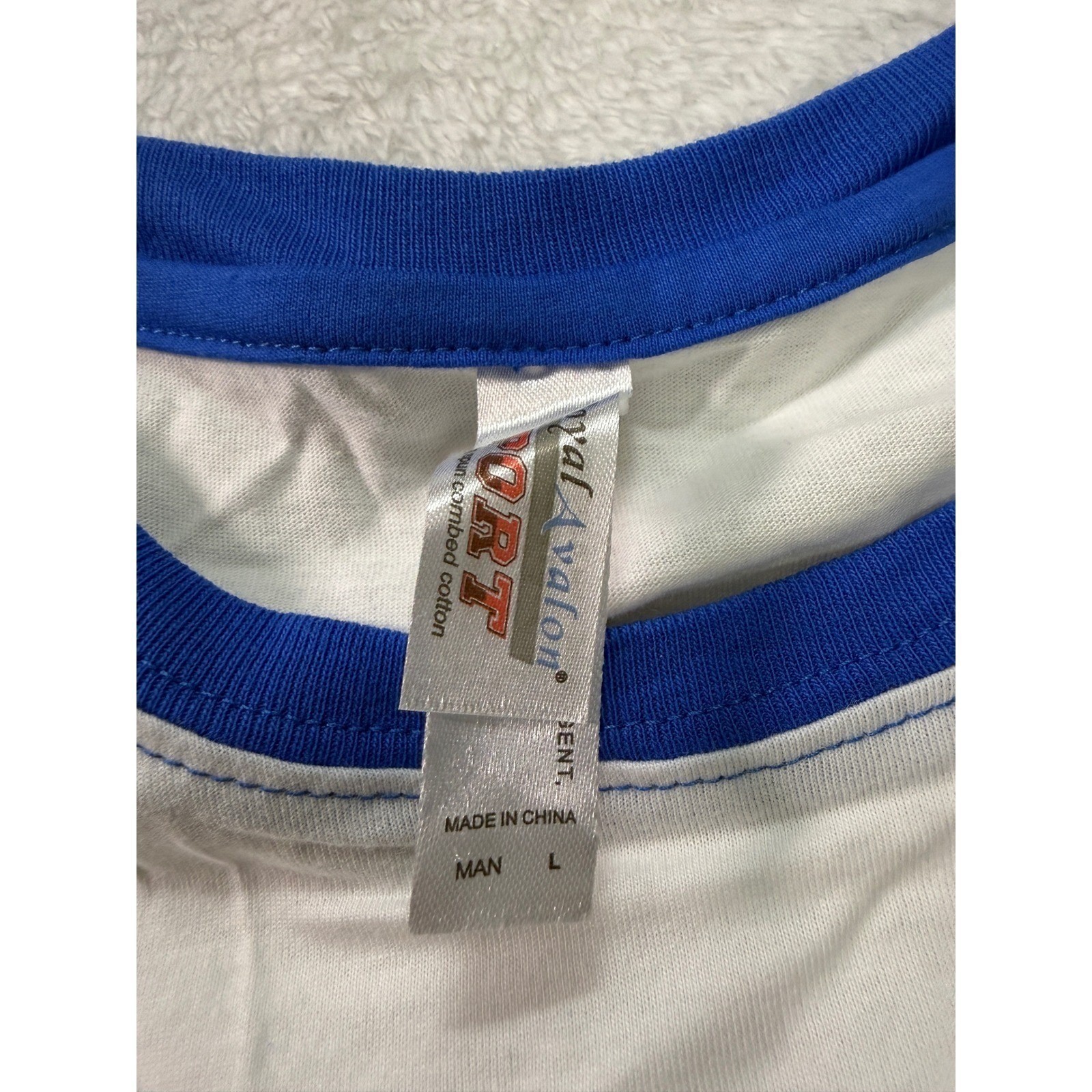 Royal Avalon Sport Mens Large Baseball Tee Royal Blue White Raglan Cotton 6Pk