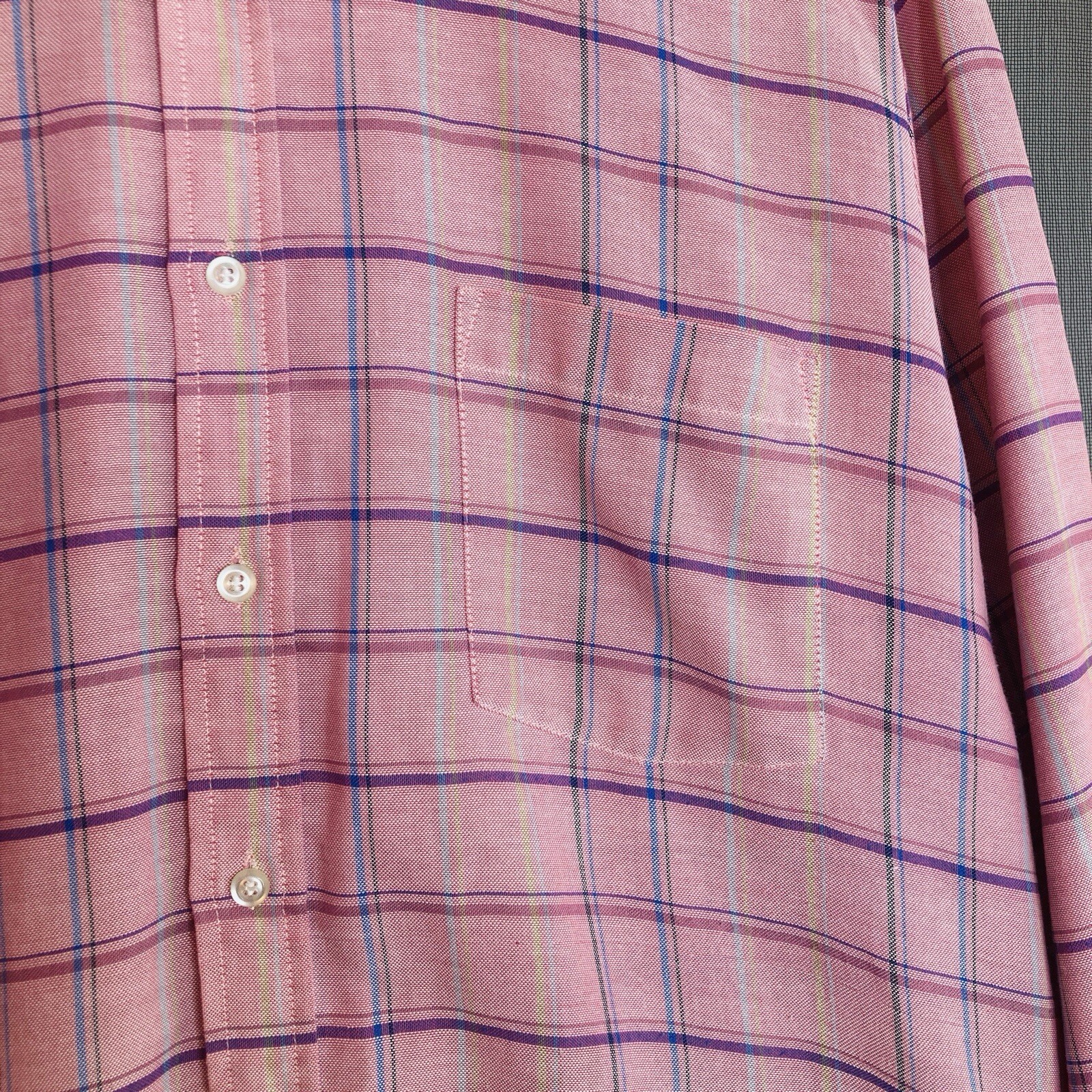 Honors Men’s Purple Pink Plaid Shirt Size L, 23×30, Made in USA