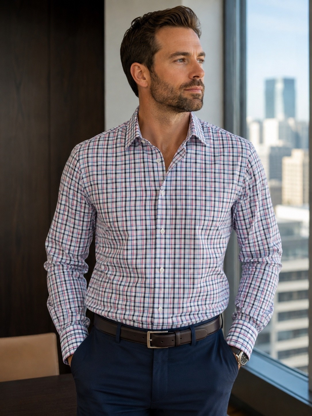 Banana Republic Wrinkle-Resistant Untucked Fit Shirt Men’s Plaid Stretch NWT