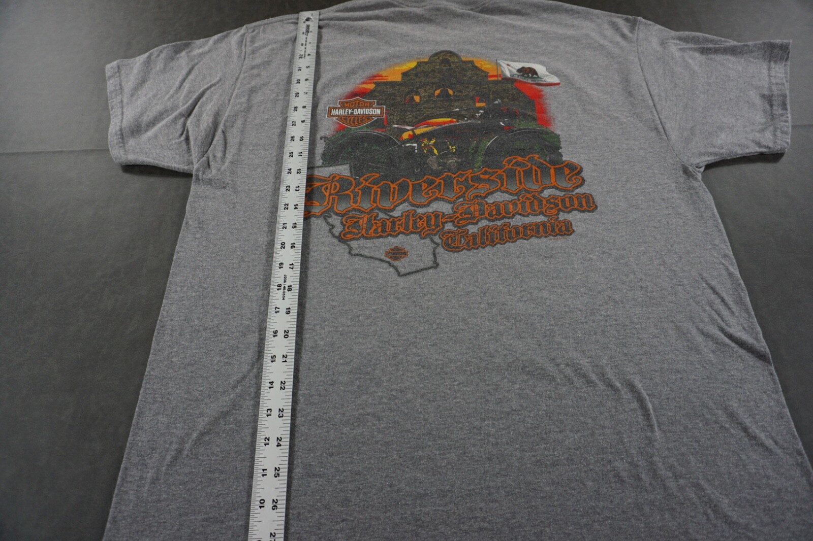 Harley Davidson Shirt Mens XL Gray Graphic Print Riverside California Legendary