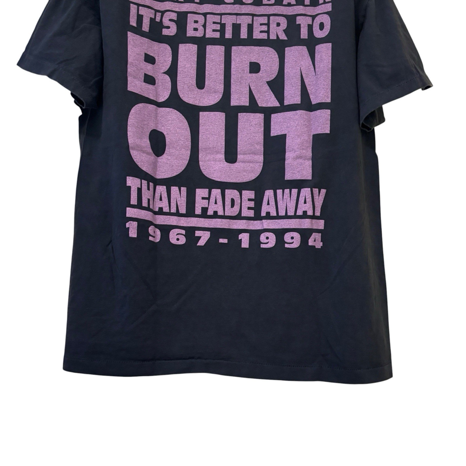 Nirvana 90s Kurt Cobain “Its Better To Burn Out Than Fade Away” REPRINT Shirt L
