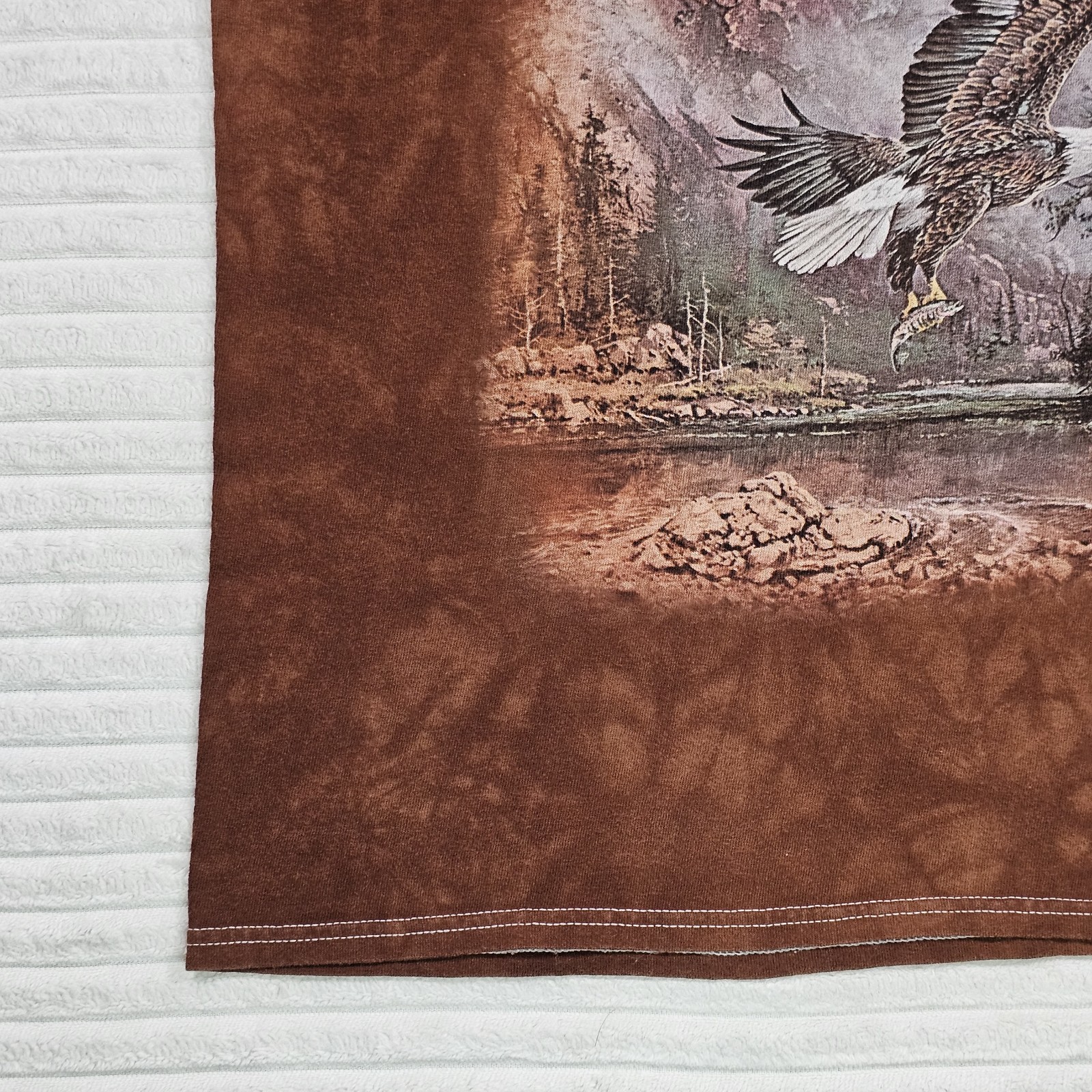 3D TEES The Mountain Shirt Men’s XL Brown Bald Eagle Hunting Fish Wildlife
