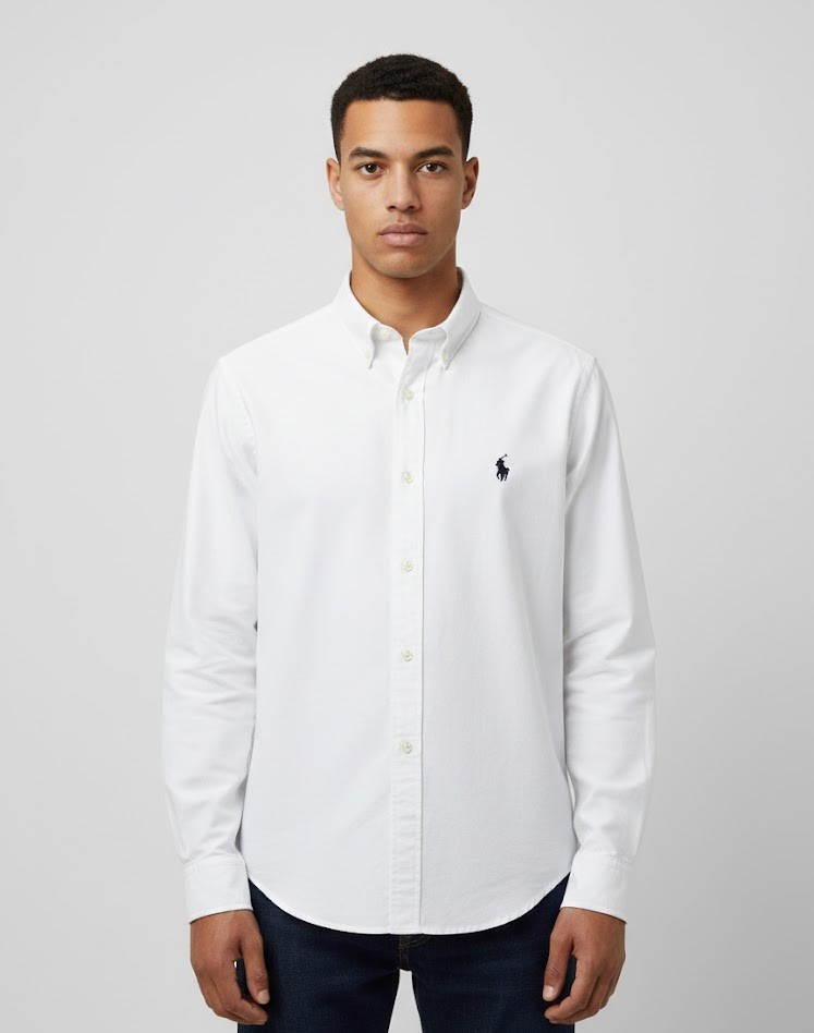 Polo Ralph Lauren White Oxford Shirt Black logo Classic Fit All Sizes Brand New