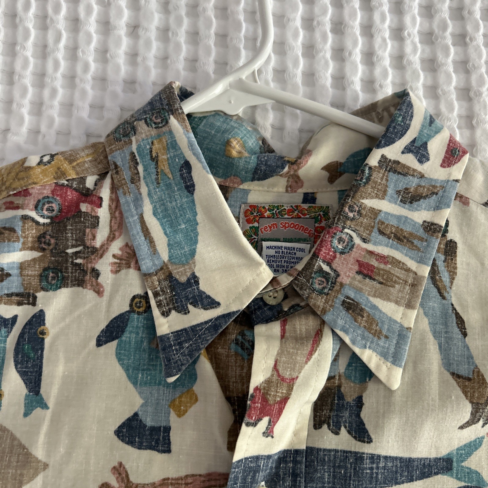 Reyn Spooner Vintage Men’s XL Colorful Sea Life Hawaiian Shirt Short Sleeve