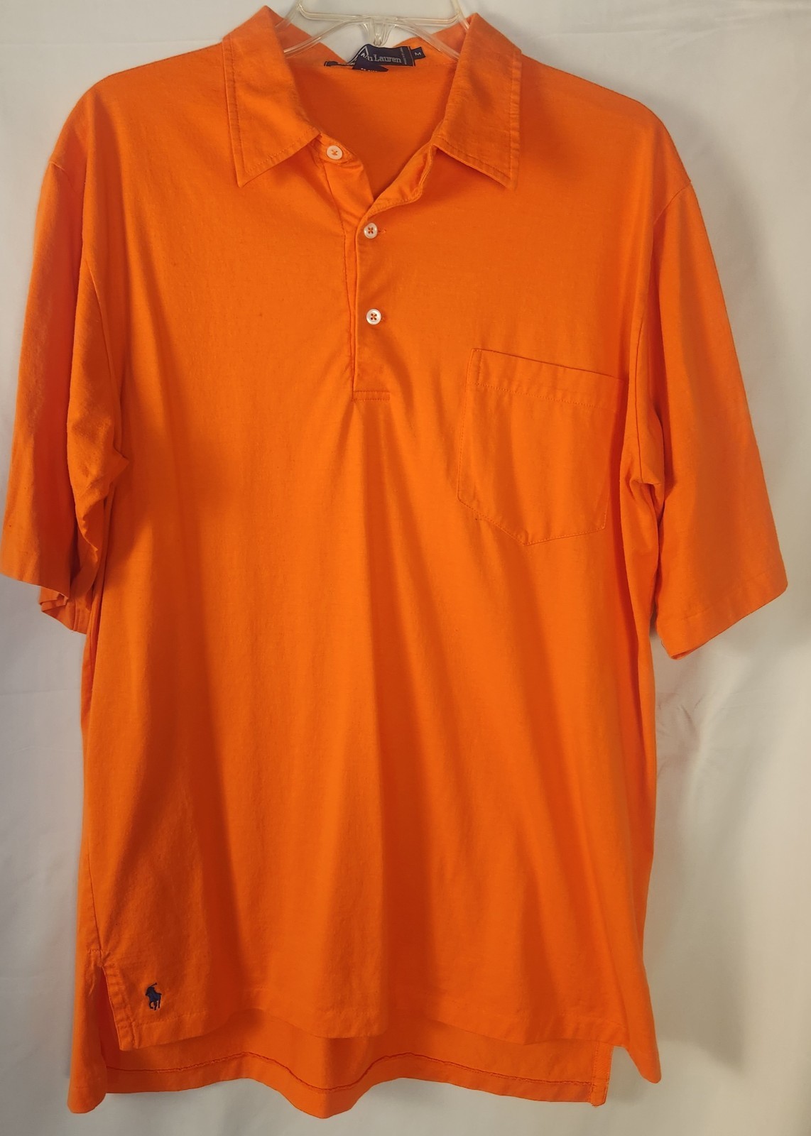 Lightweight 90s Mens Orange Pocket Polo/Ralph Lauren Oversized Medium