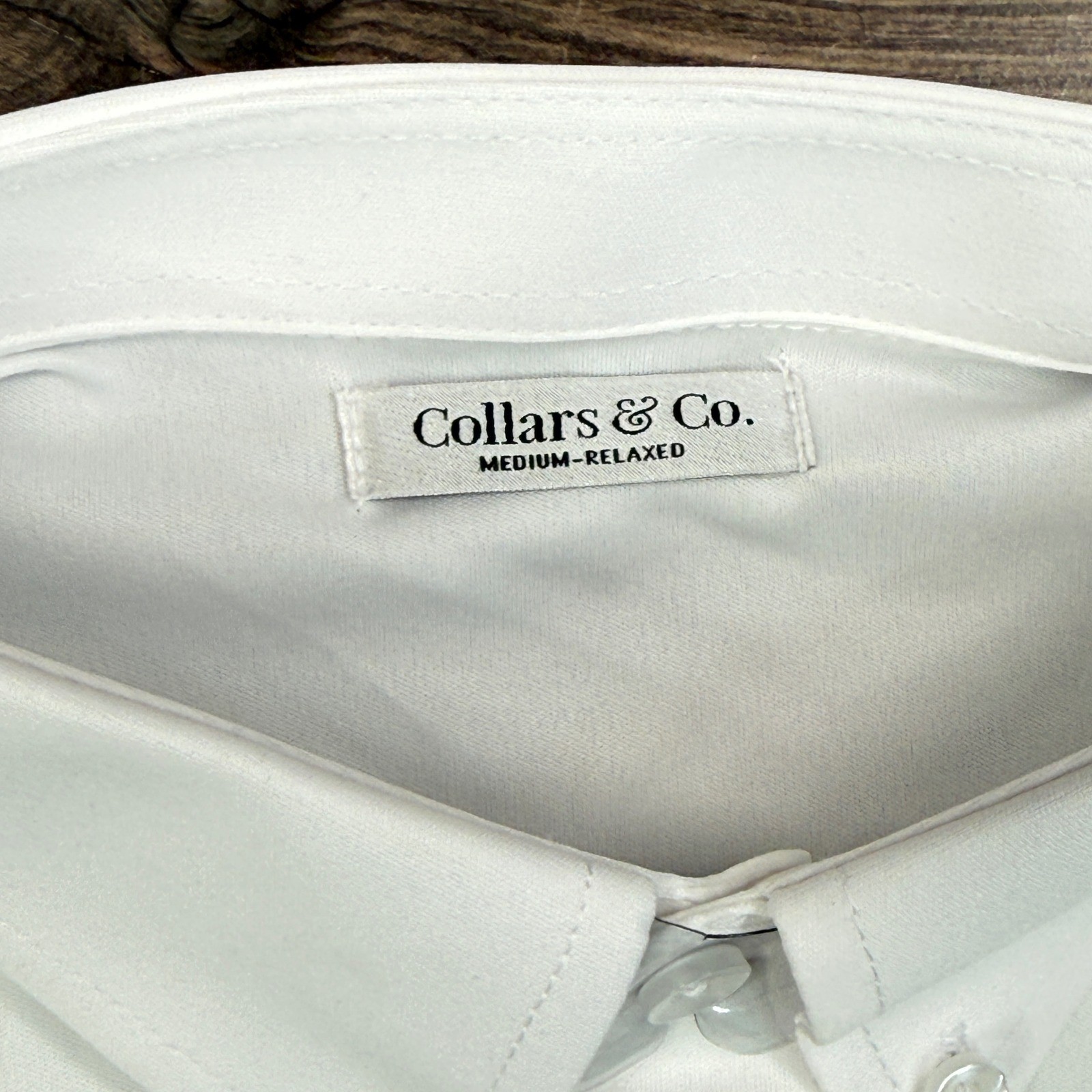 Collars & Co Men Size Medium Relaxed Oxford Dress Collar Polo White Short Sleeve
