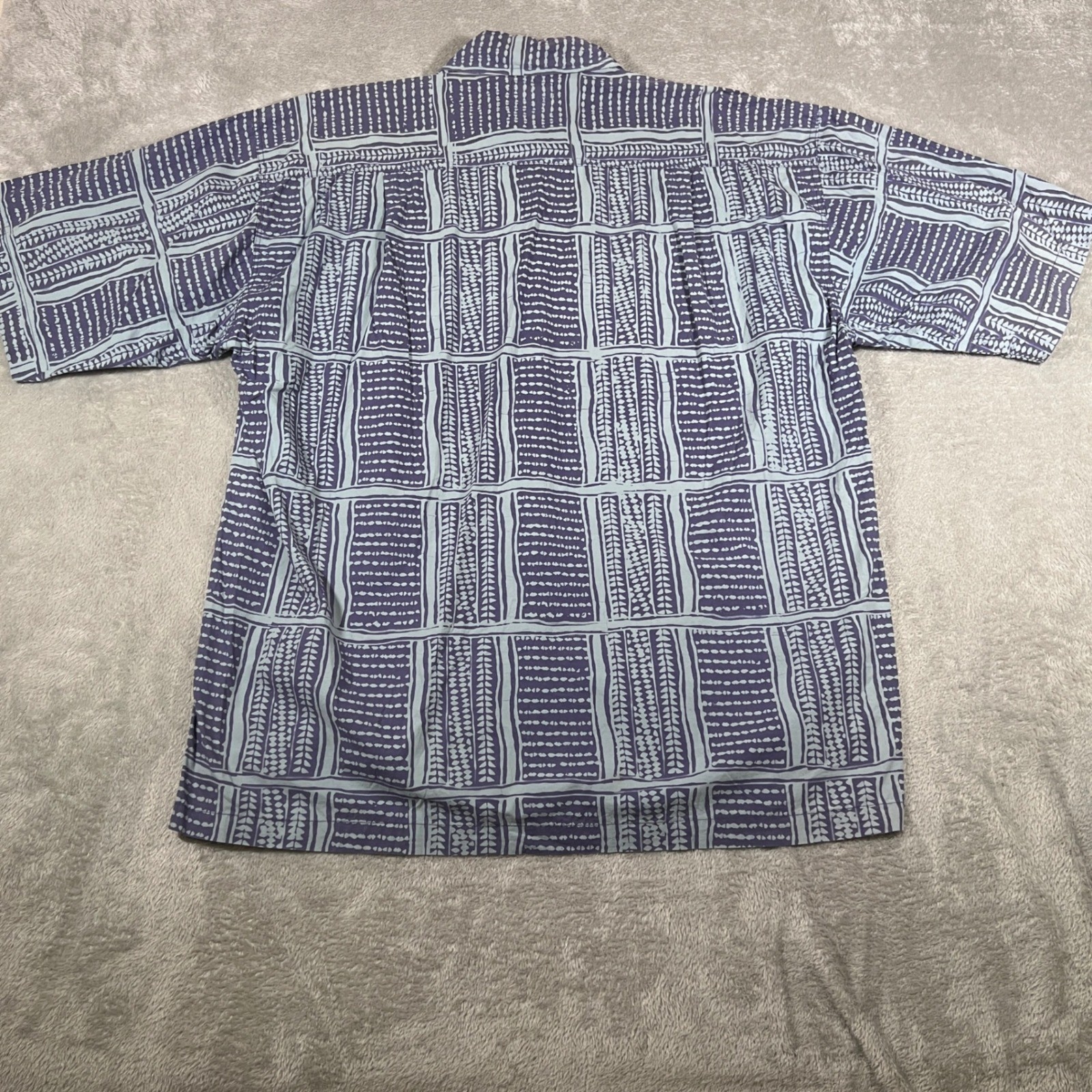 Noa Noa Shirt Mens Large Blue Hawaii Cotton Hand Made in Indonesia Button Up