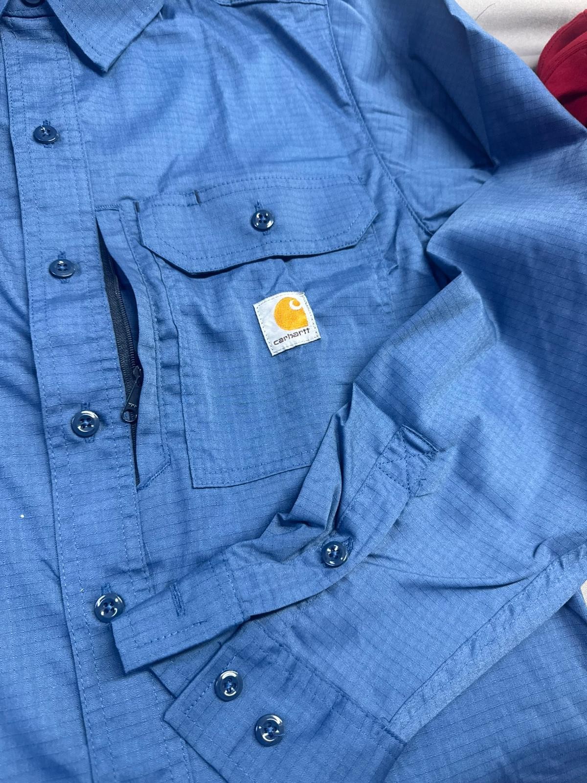 Carhartt Mens Long-Sleeve Button-Down Work Shirt, Blue