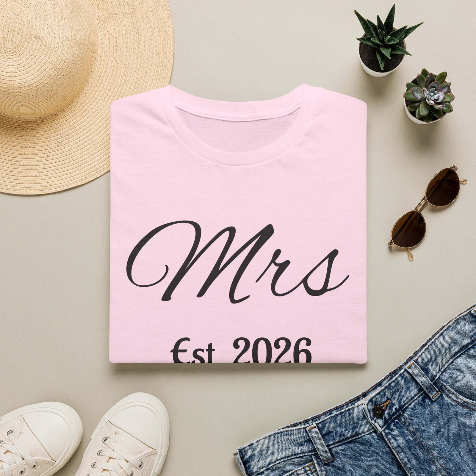 Mrs Est. 2026 T-Shirt Bride Newlywed Wedding Tee