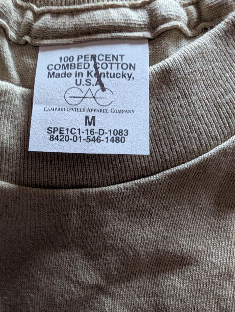 USGI T-Shirt Men’s Army Tan 100% Combed Cotton (You Will Receive Two (3)