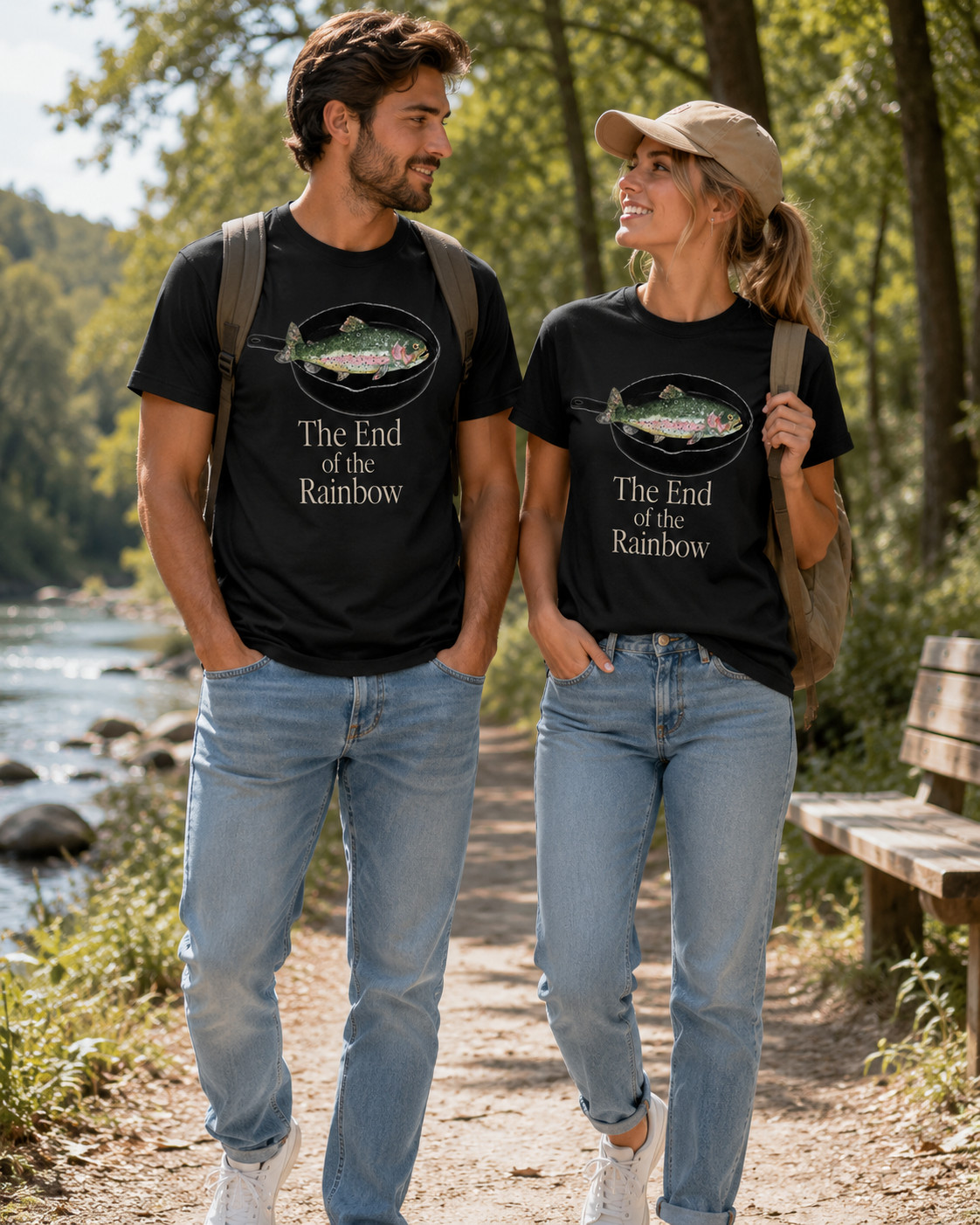 Trout Fishing Funny The End of The Rainbow Graphic T-Shirt