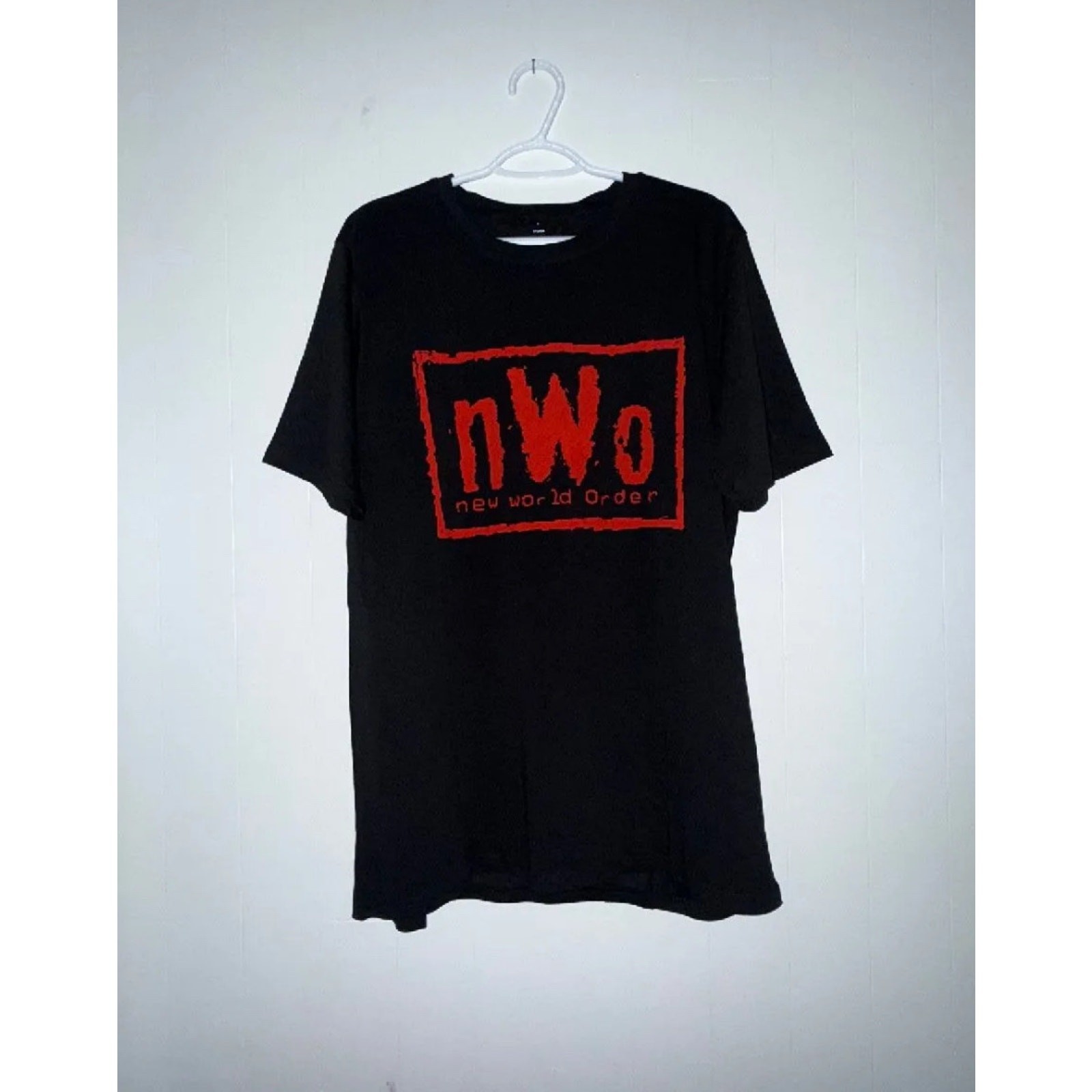 WWE WCW nWo New World Order Wrestling T-Shirt Black Red Logo Size XL