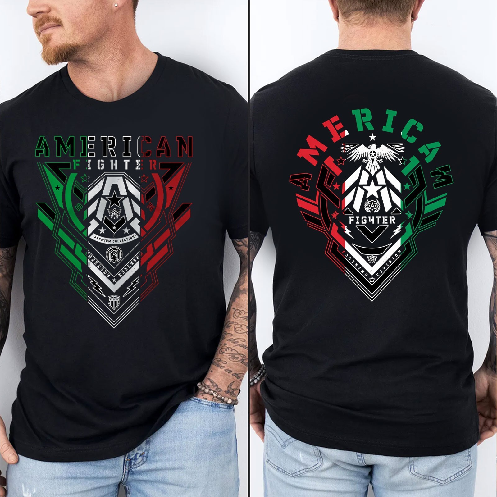Men’s AMERICAN FIGHTER T-Shirt KENDELTON Athletic Black Biker MMA S-5XL