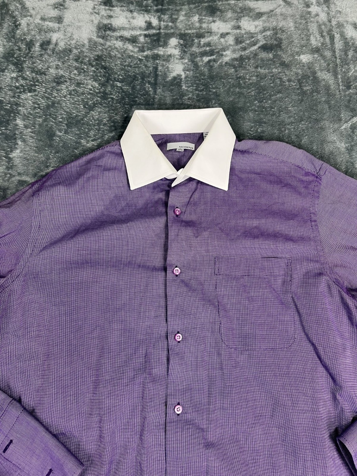 Modena Mens Purple White Contrast Collar Dress Shirt XL 17.5 34/35