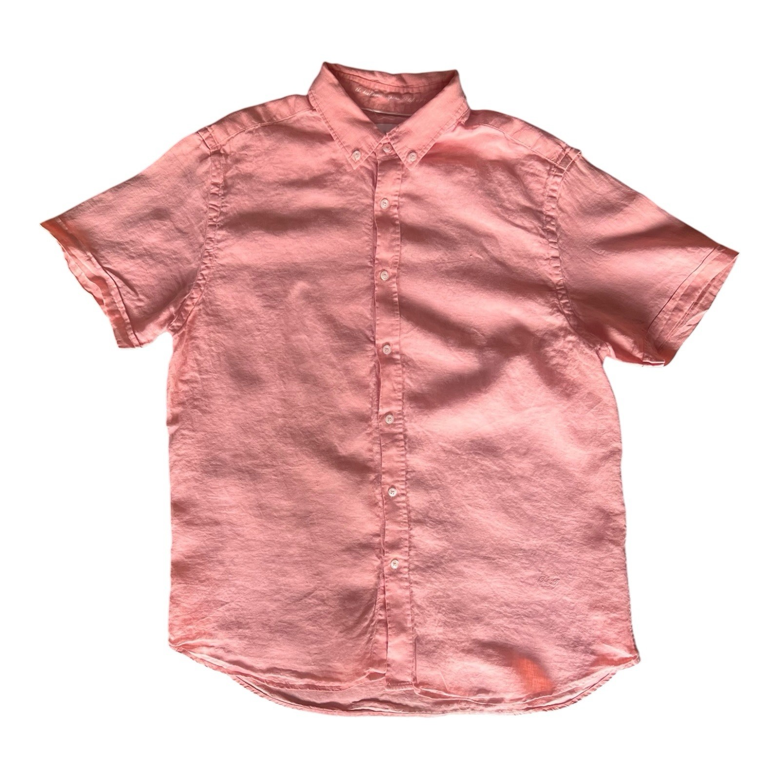 Men’s Porter and Ash Light Size XL Color Light Orange 100% Linen Button Down